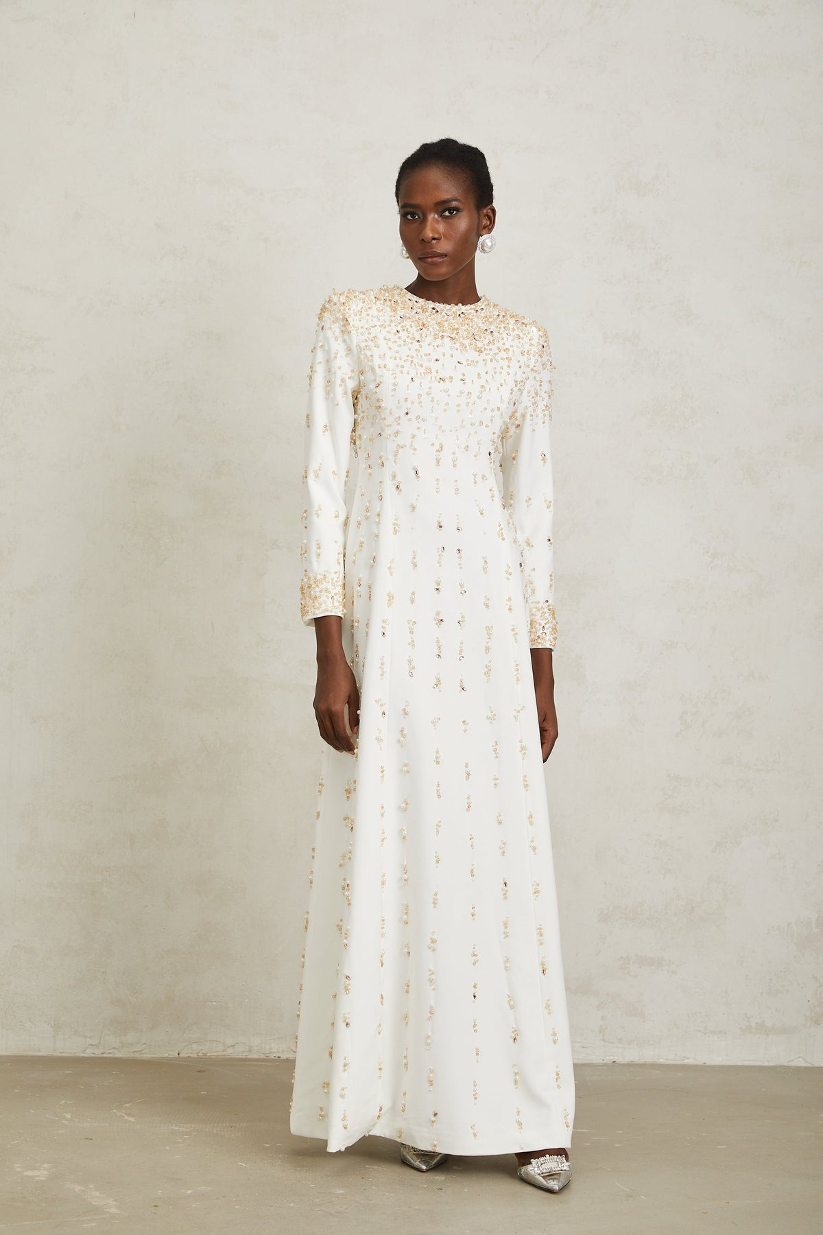 Margarita White Embellished Maxi Dress