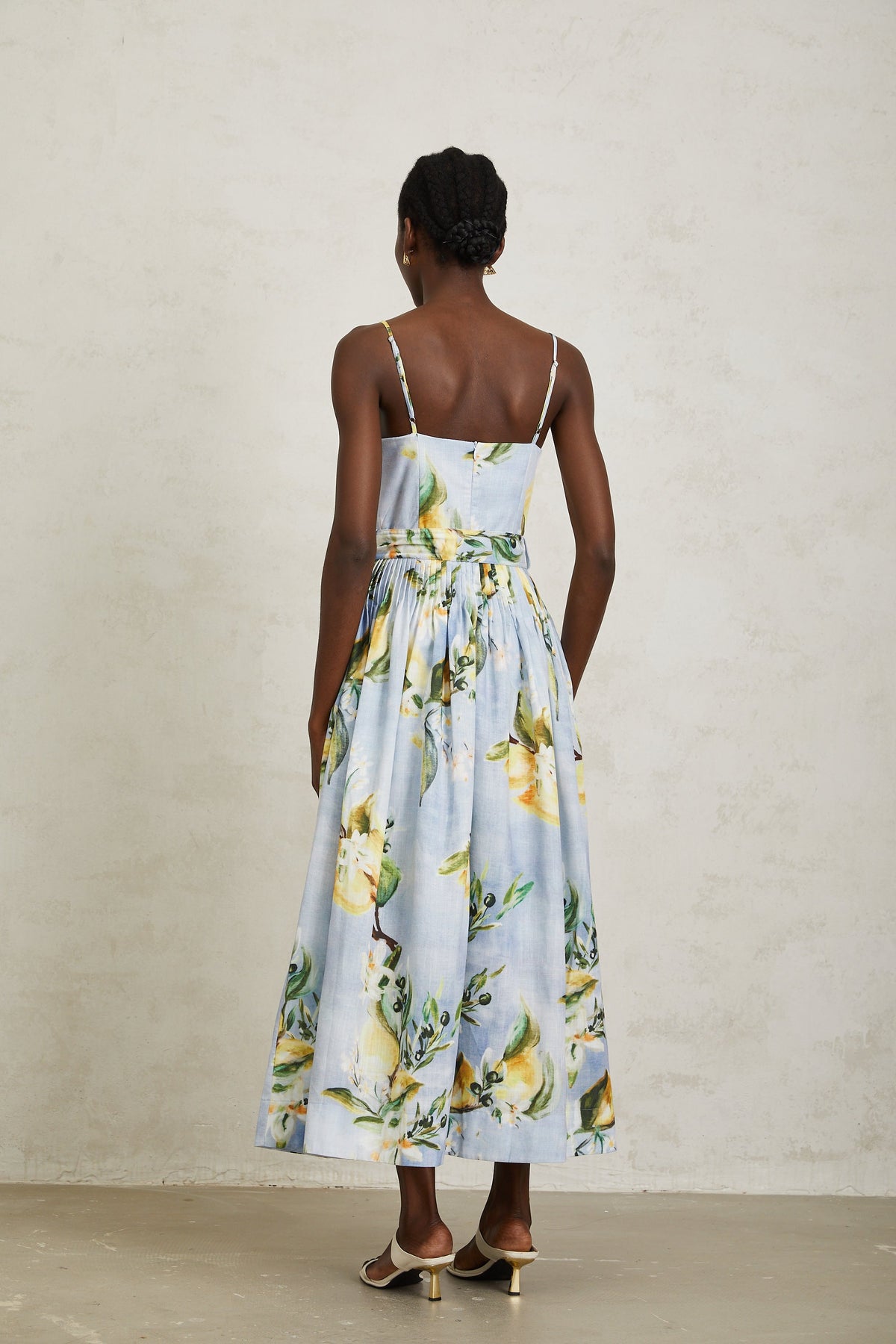 Esmée Blue Cottagecore Pleated Floral Maxi Dress (Final Sale)