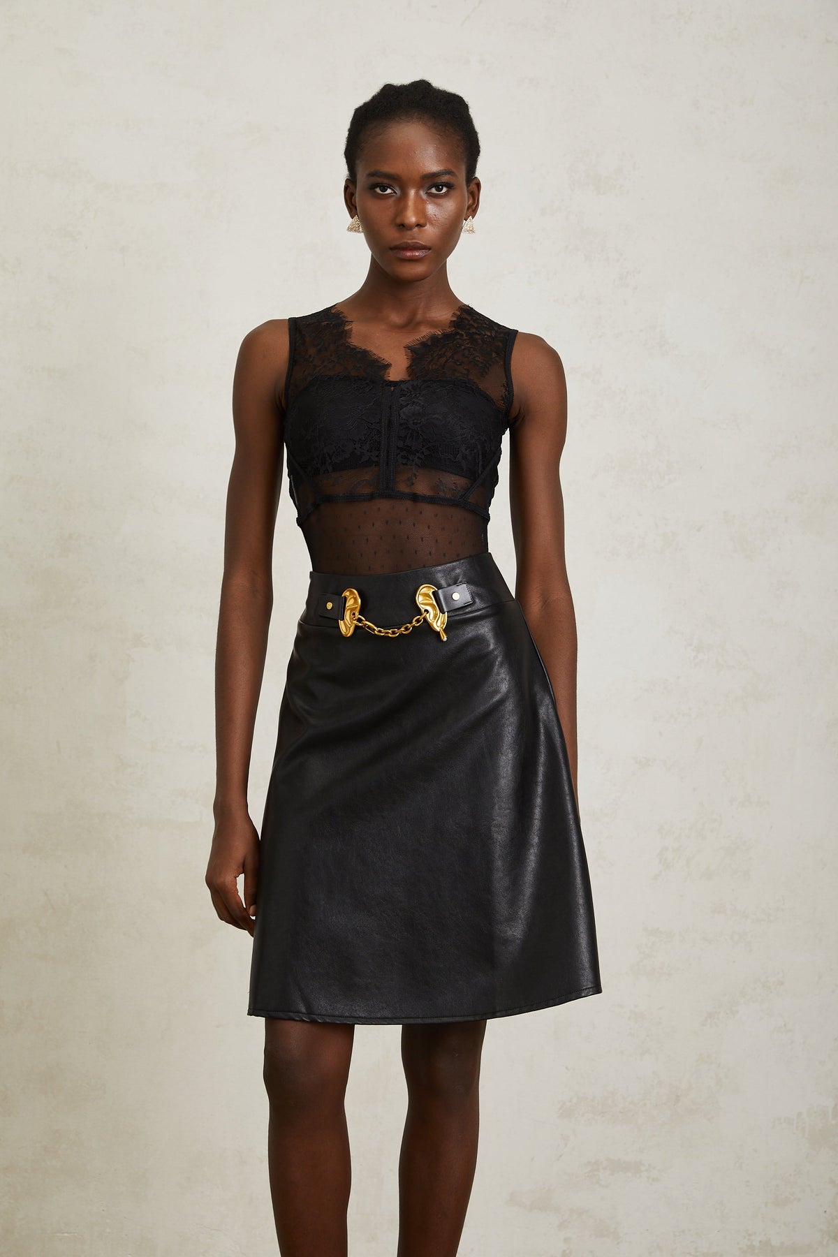 Daneysha Black Chain Link Mini Skirt