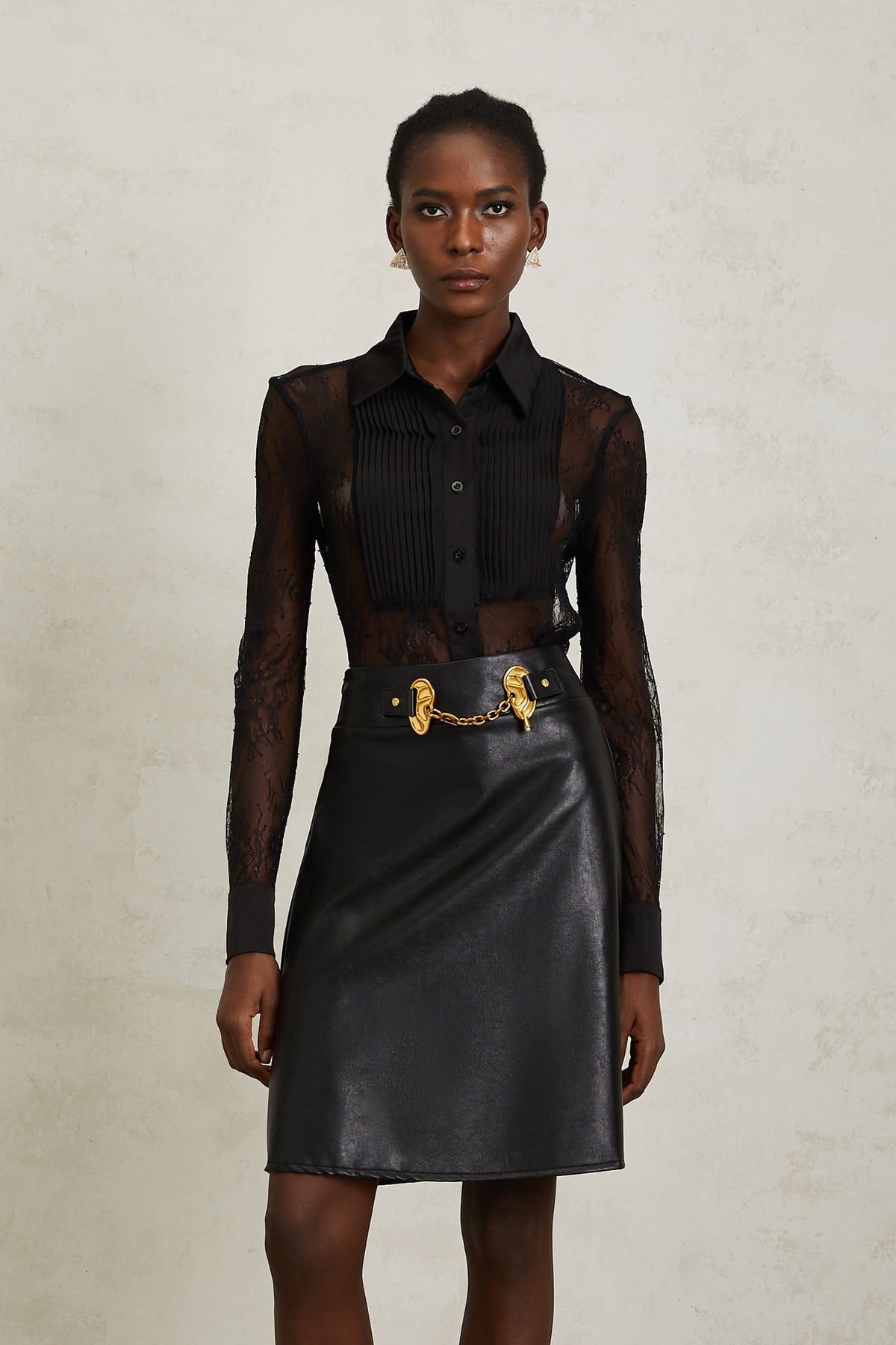 Eugénie Black Floral Lace Shirt