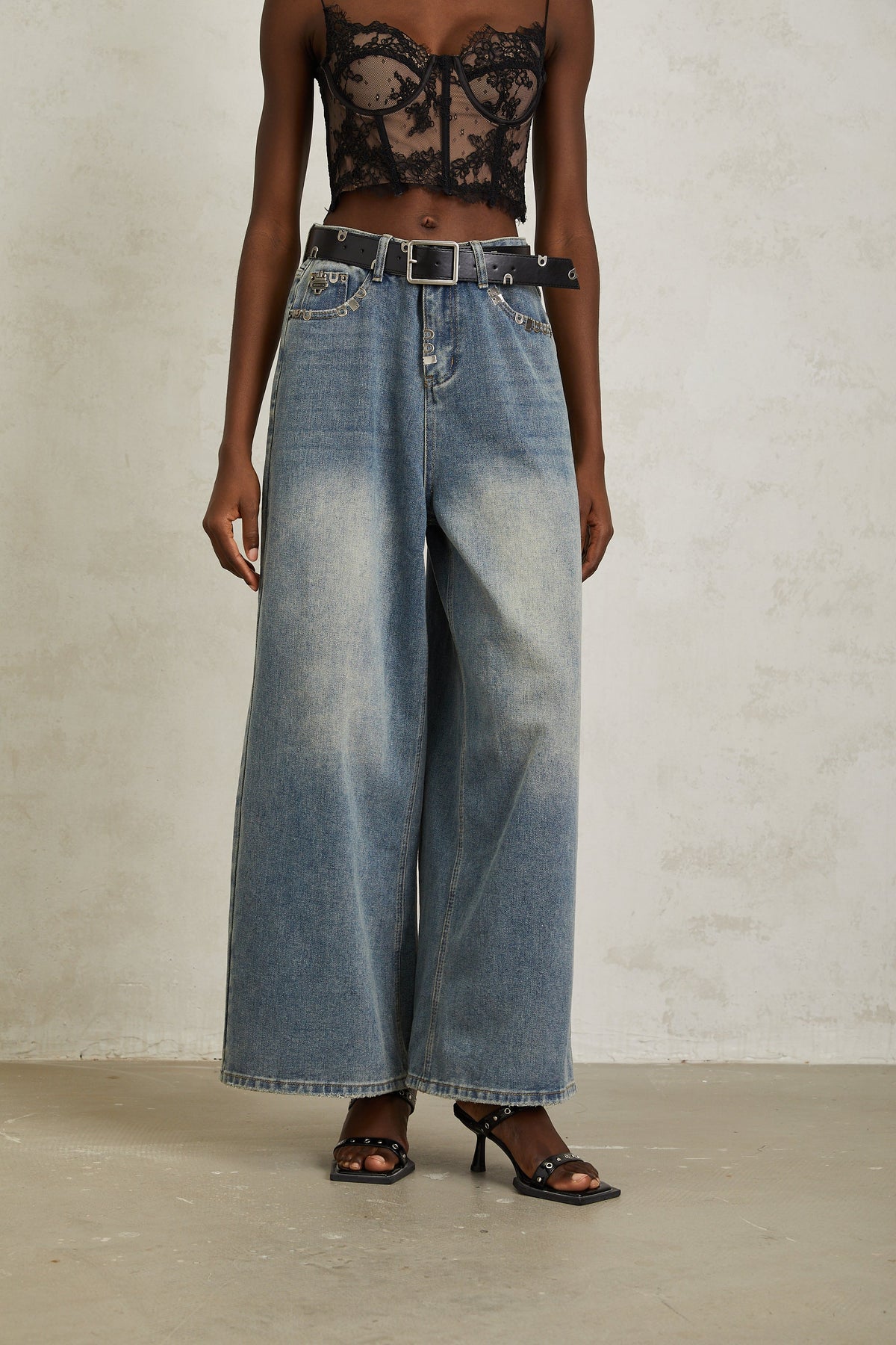 Mila Blue Paillette Embellished Denim Jeans