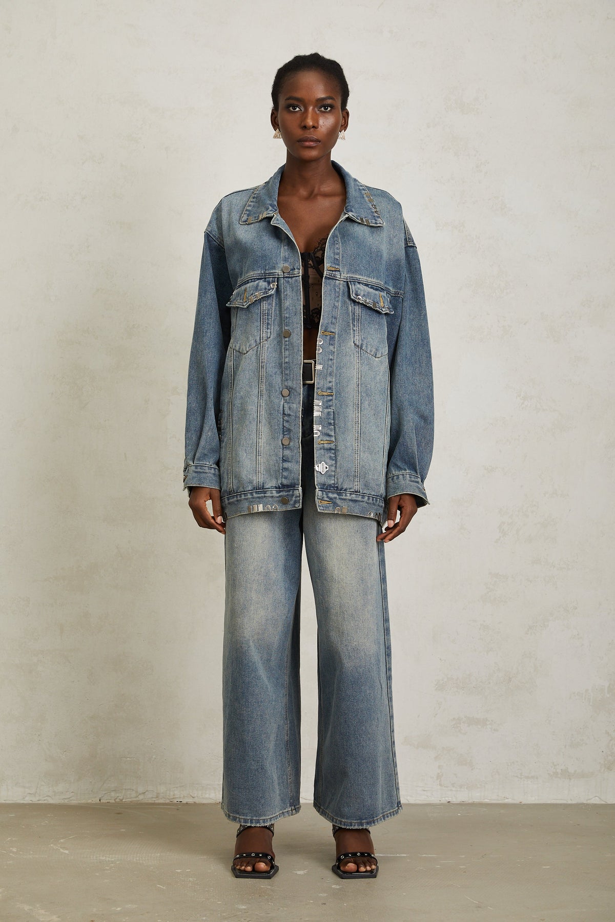Mila Blue Paillette Embellished Denim Jacket