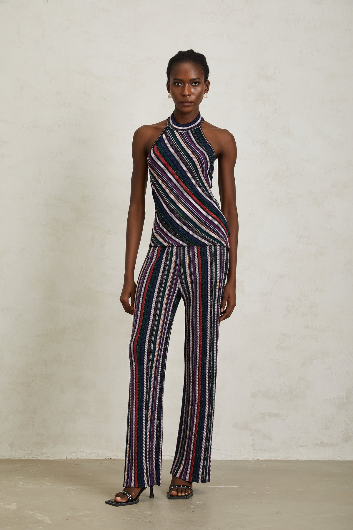 Harper Purple Striped Knit Top & Trousers Set (Final Sale)
