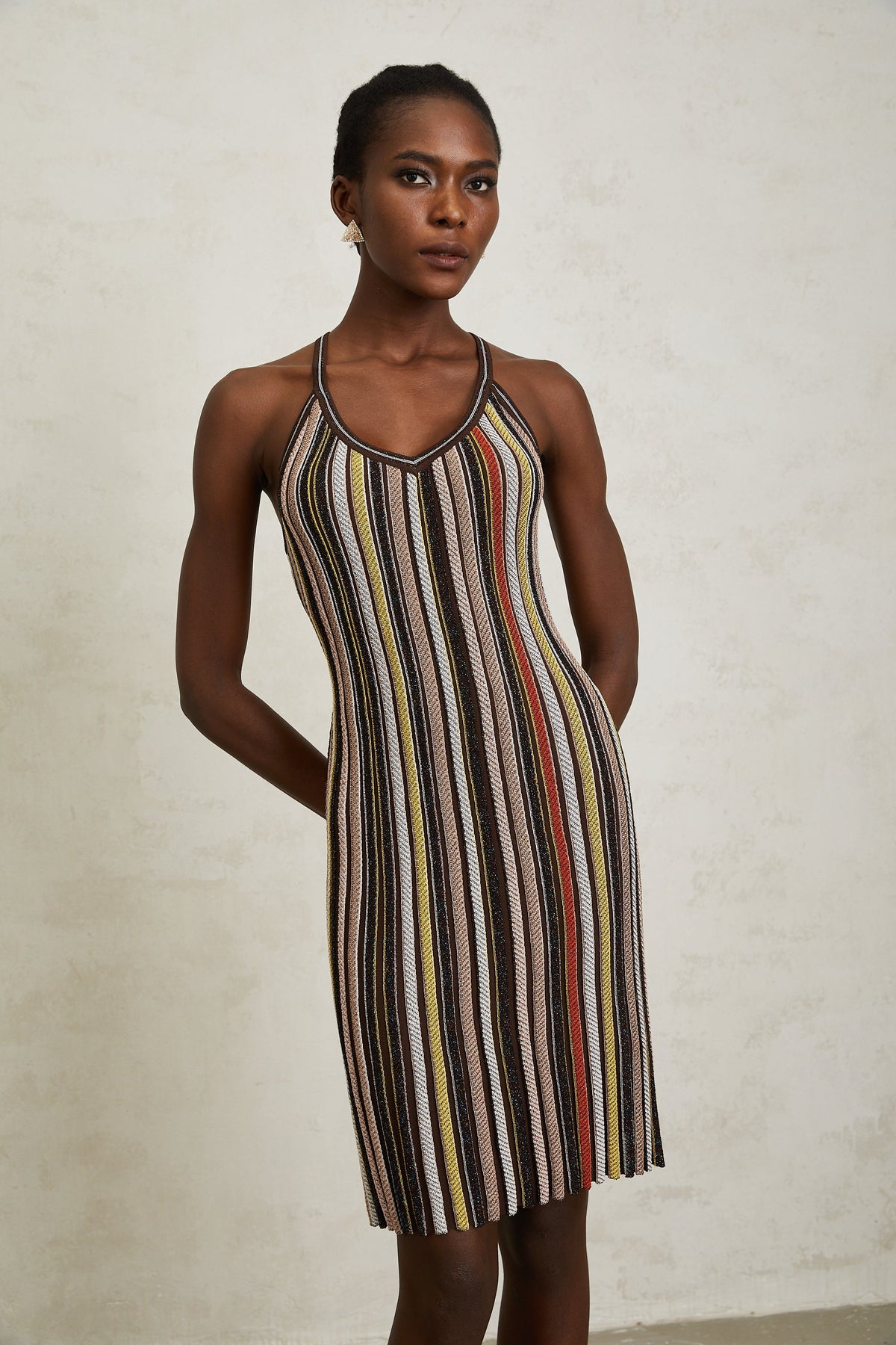 Harper Brown Striped Knit Mini Dress (Final Sale)