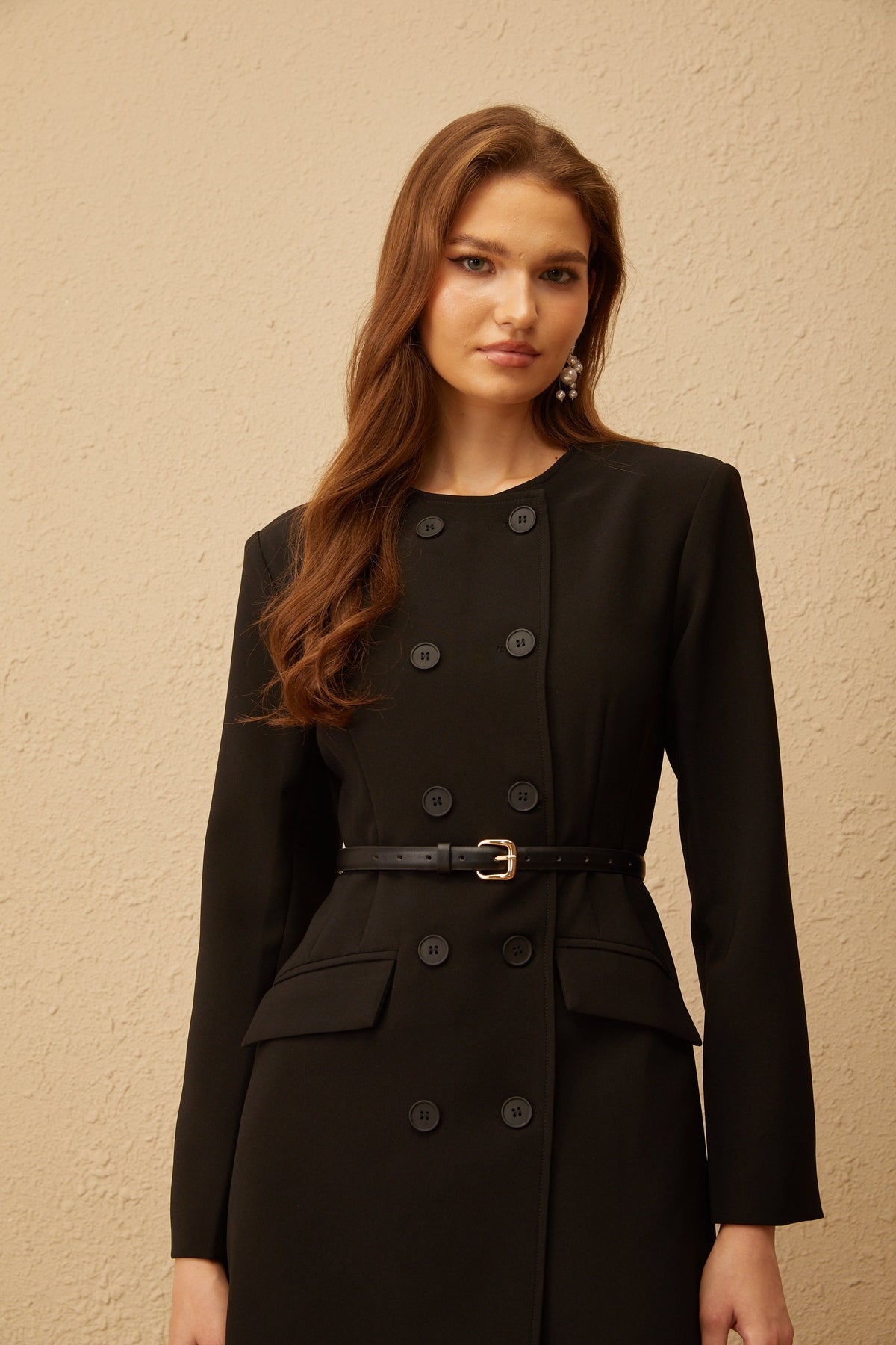 Melanie Black Belted Blazer Mini Dress (Final Sale-US Only)