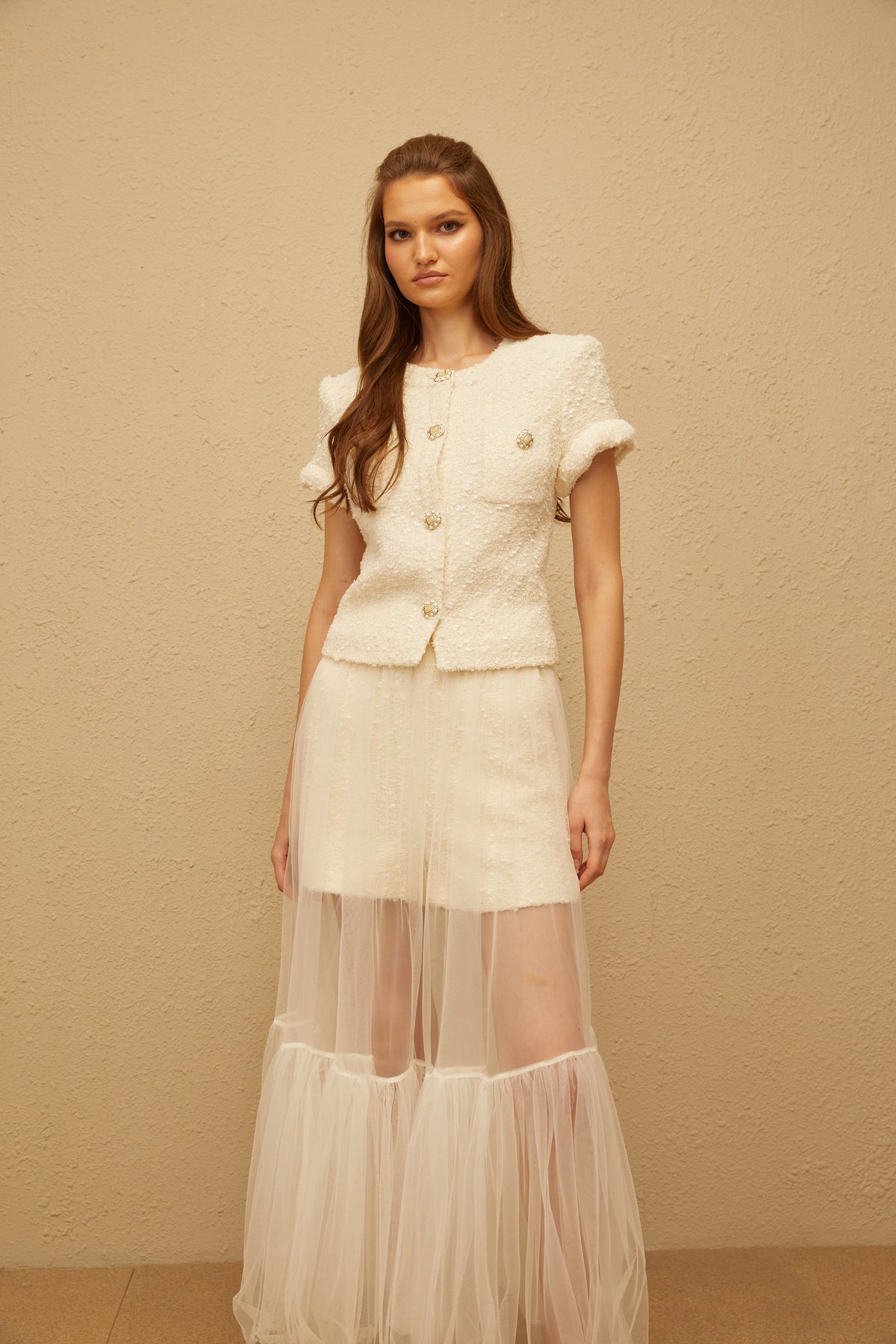 Raphaëlle Cream White Tweed Matching Set