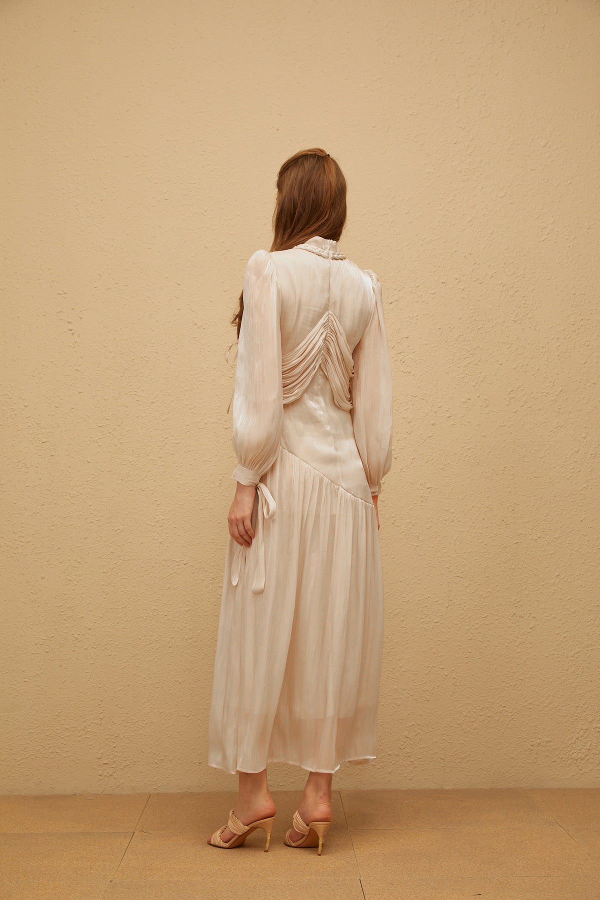 Amour Grey Ruched Glossy Maxi Dress (Final Sale-US Only)