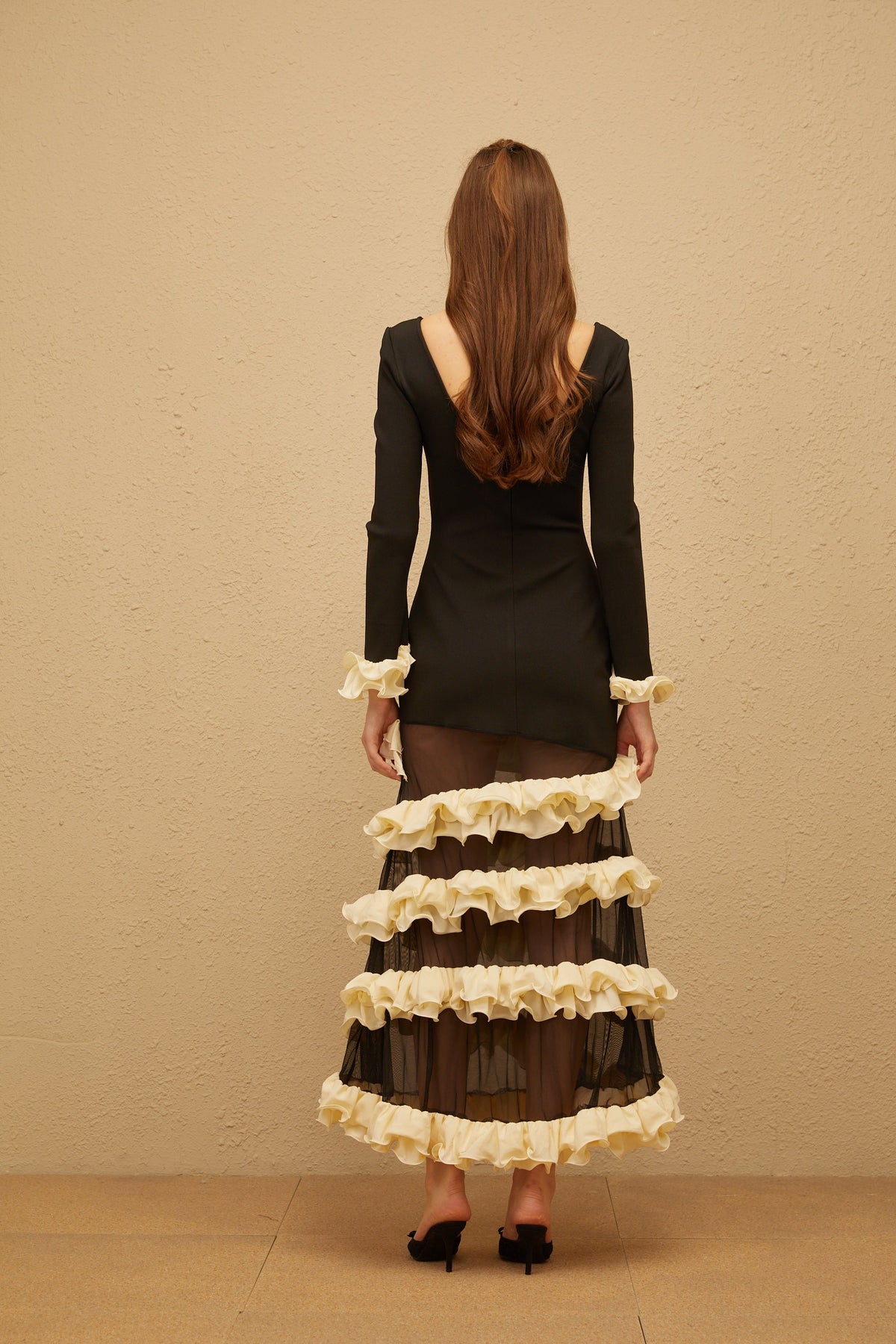 Diane Black Ruffled Tiered Maxi Dress