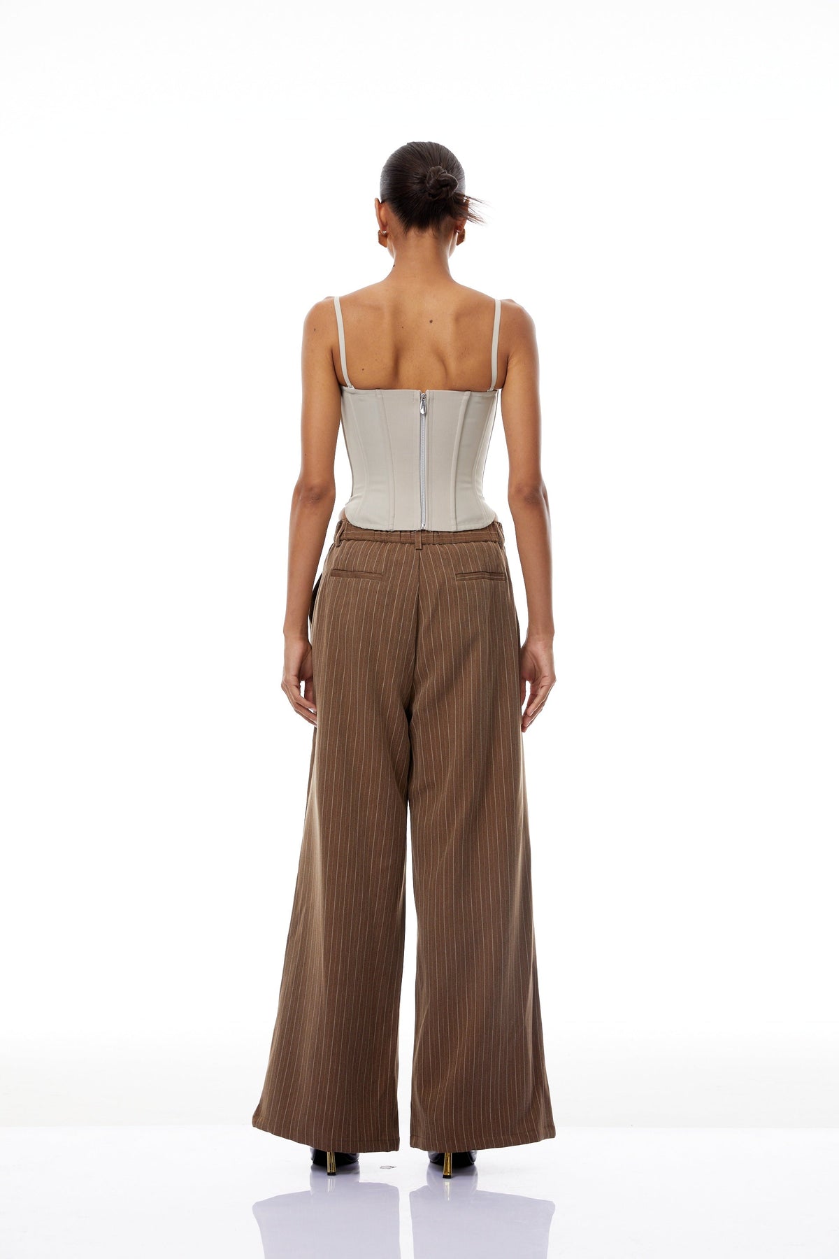 Virág Grey Stripe Panel Corset Top