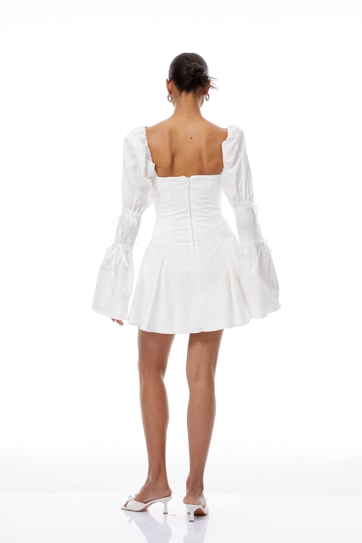 Marietta White Lace Trim Corset Mini Dress