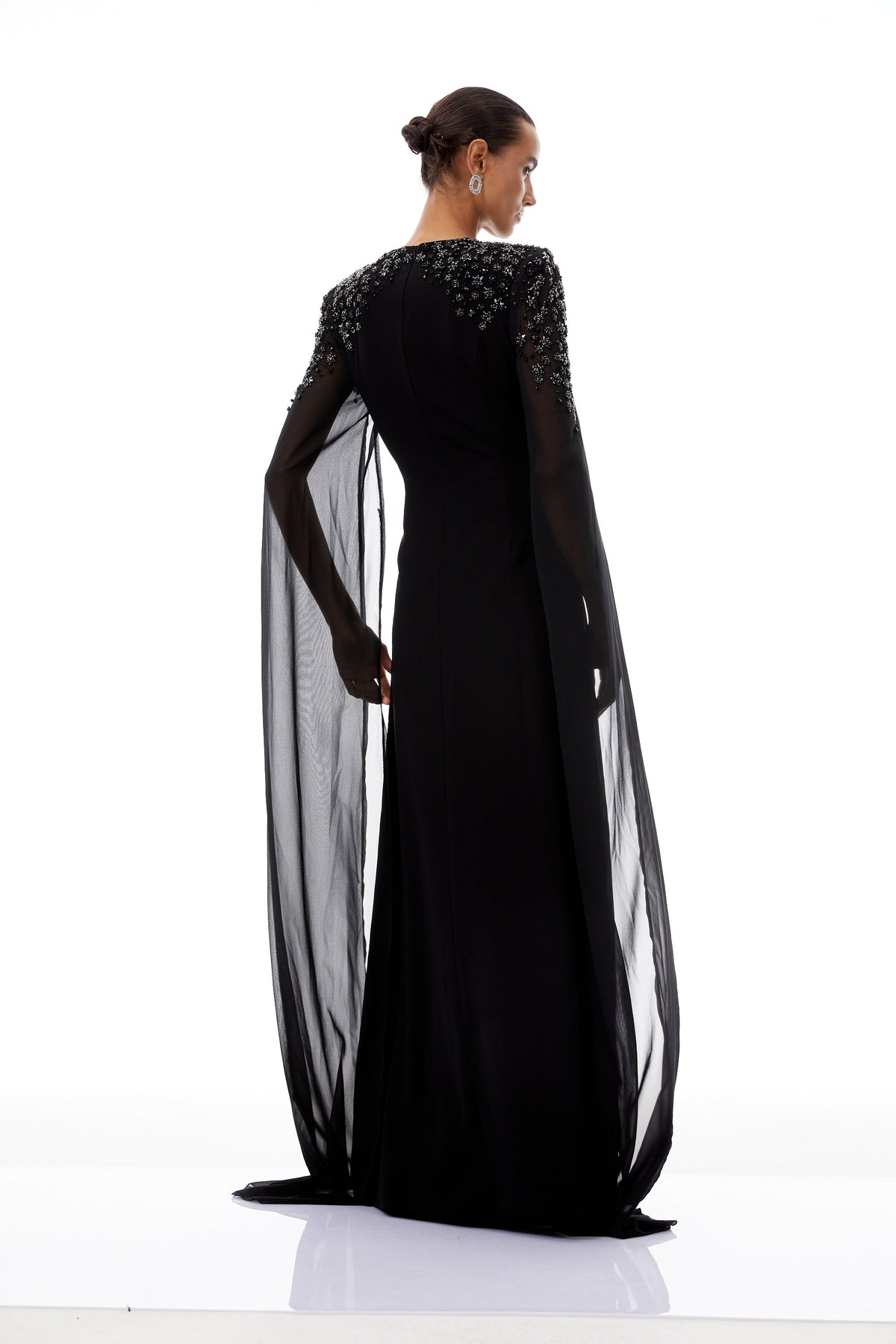 Yseult Black Embellished Maxi Gown - black