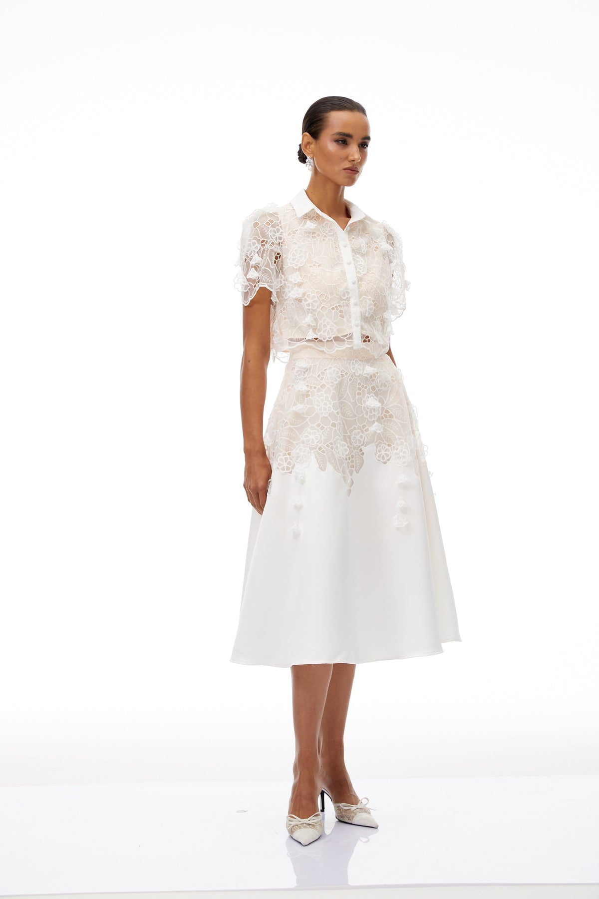 Annamária White Corded Lace Top & Skirt Set (Final Sale-US Only)