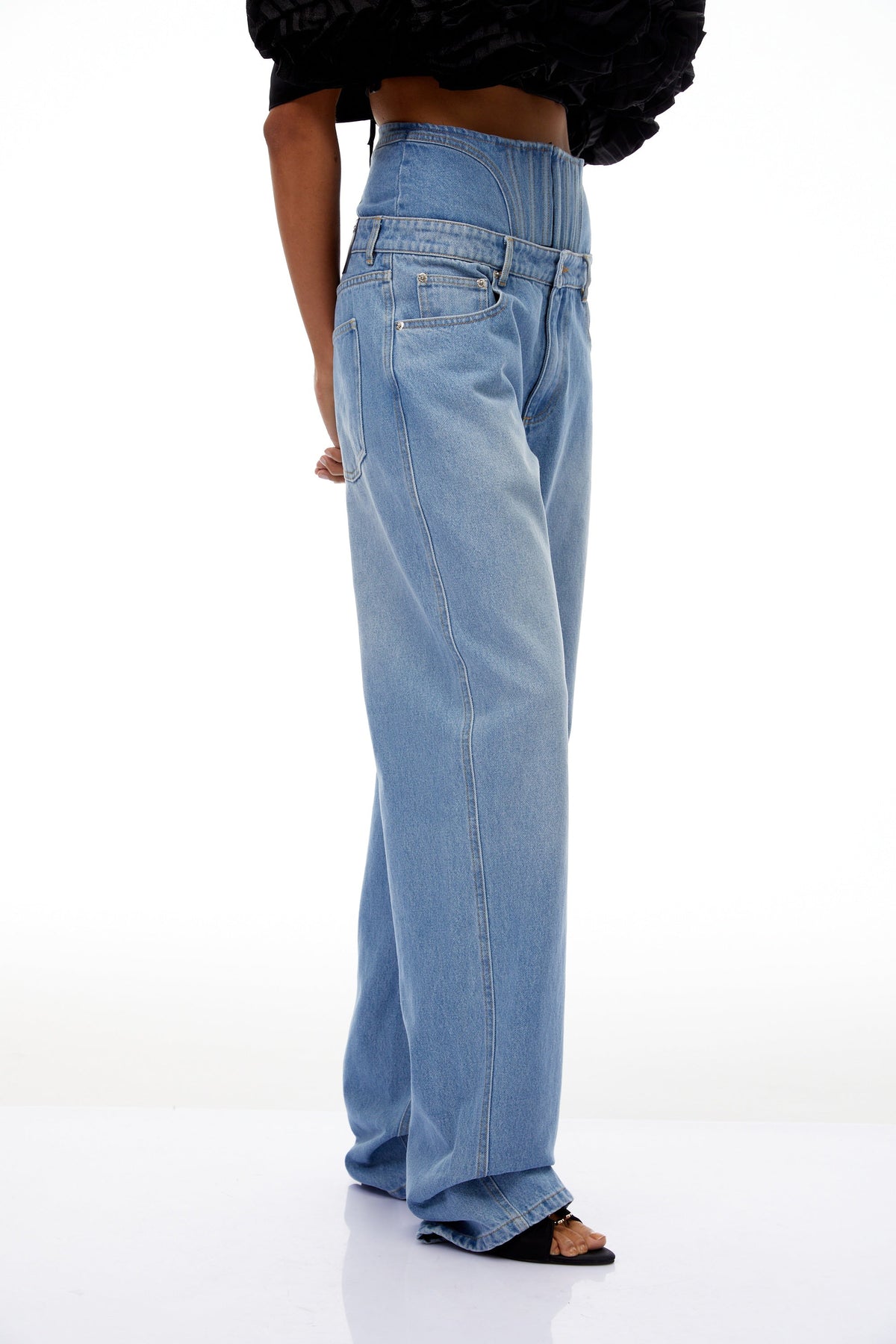 Cosmina Light Blue Corset Panel Denim Jeans