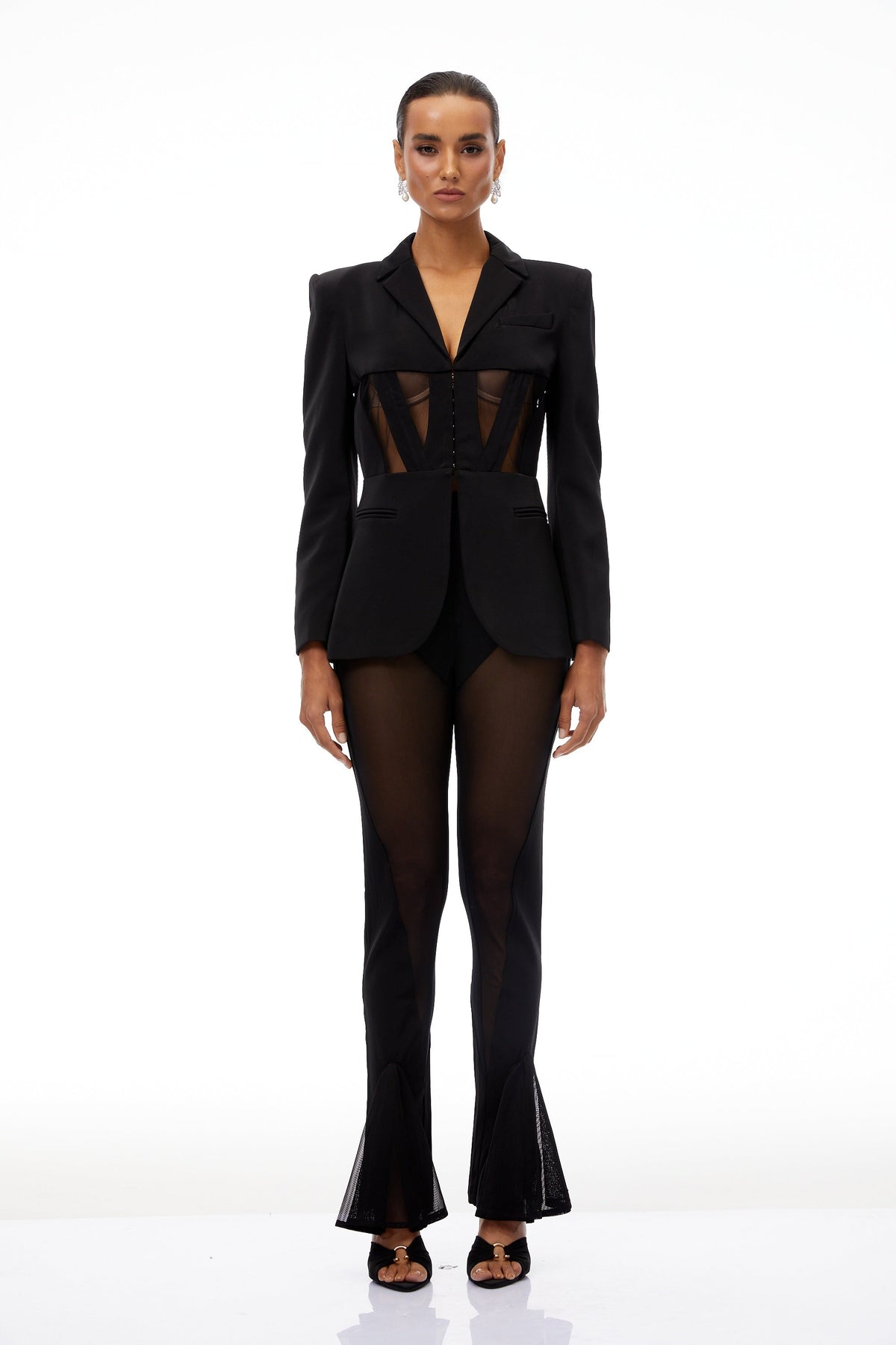 Noémie Black Corset Panelled Blazer