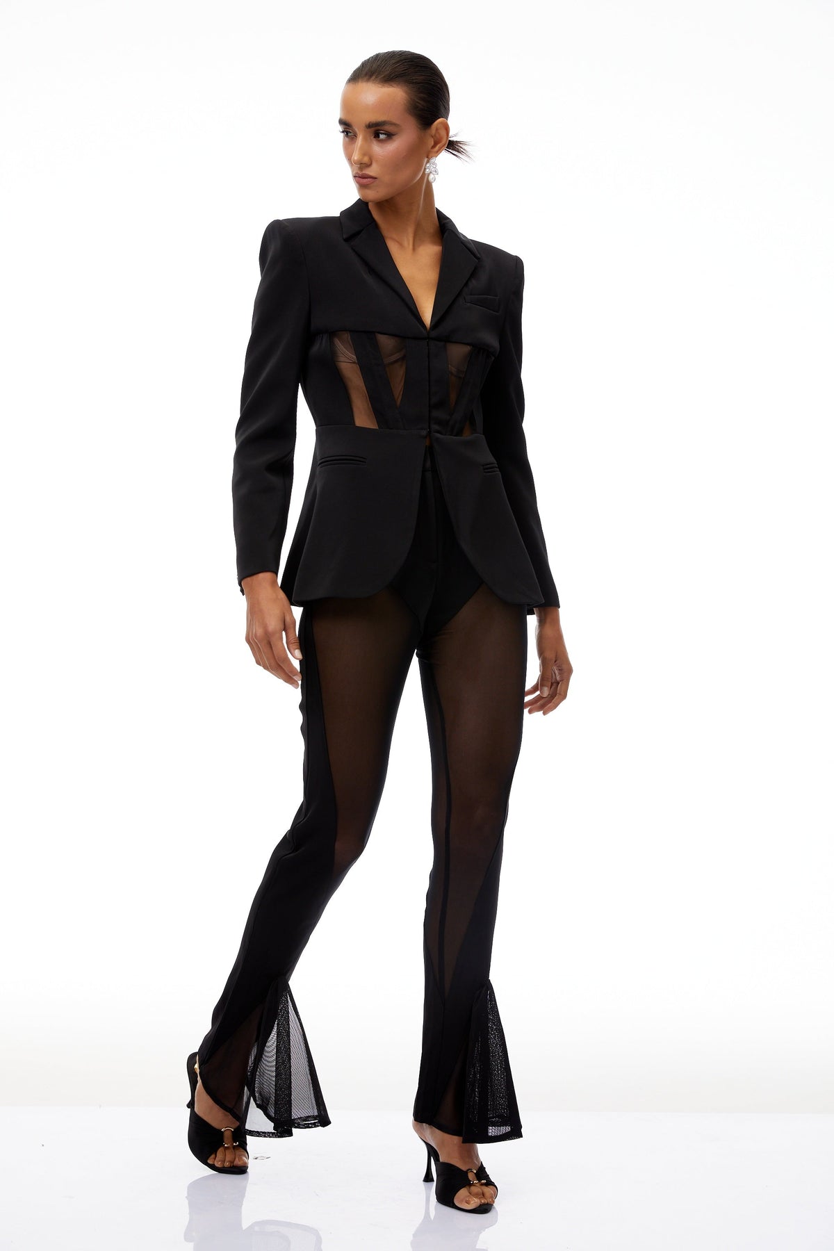 Noémie Black Corset Panelled Blazer