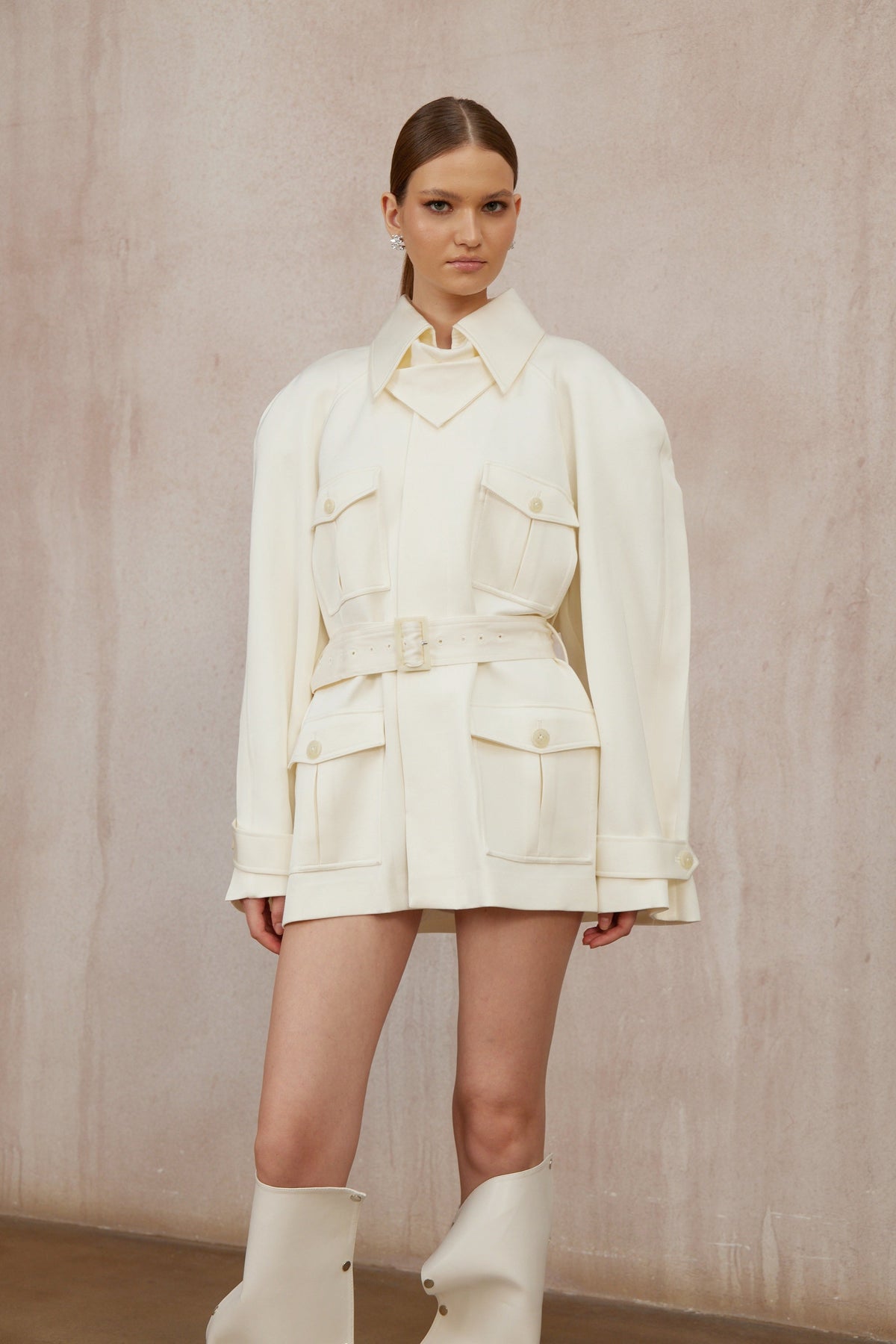 Ambre Cream White Belted Trench Coat (Final Sale-US Only)