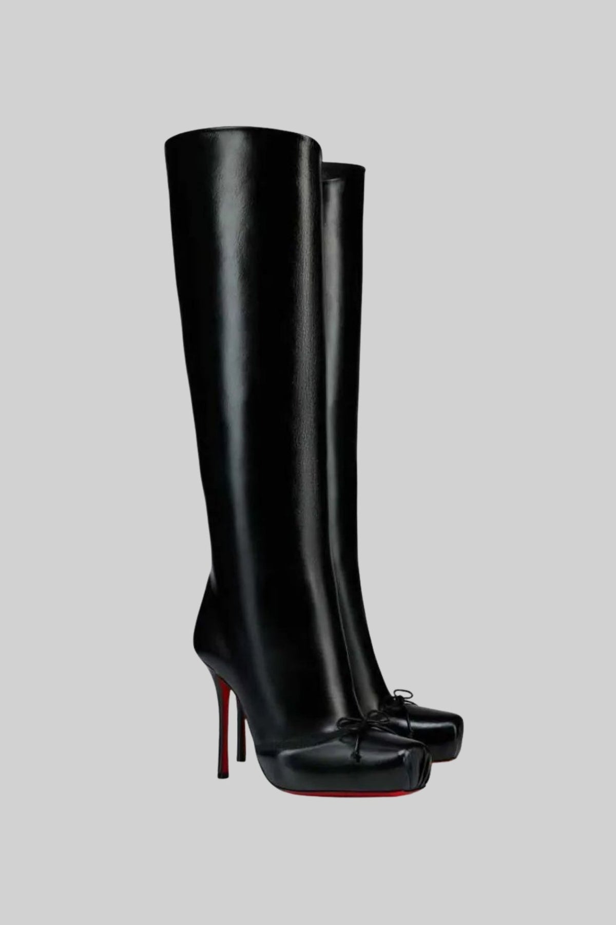 High-Heel Knee Boots With Red Soles – Black