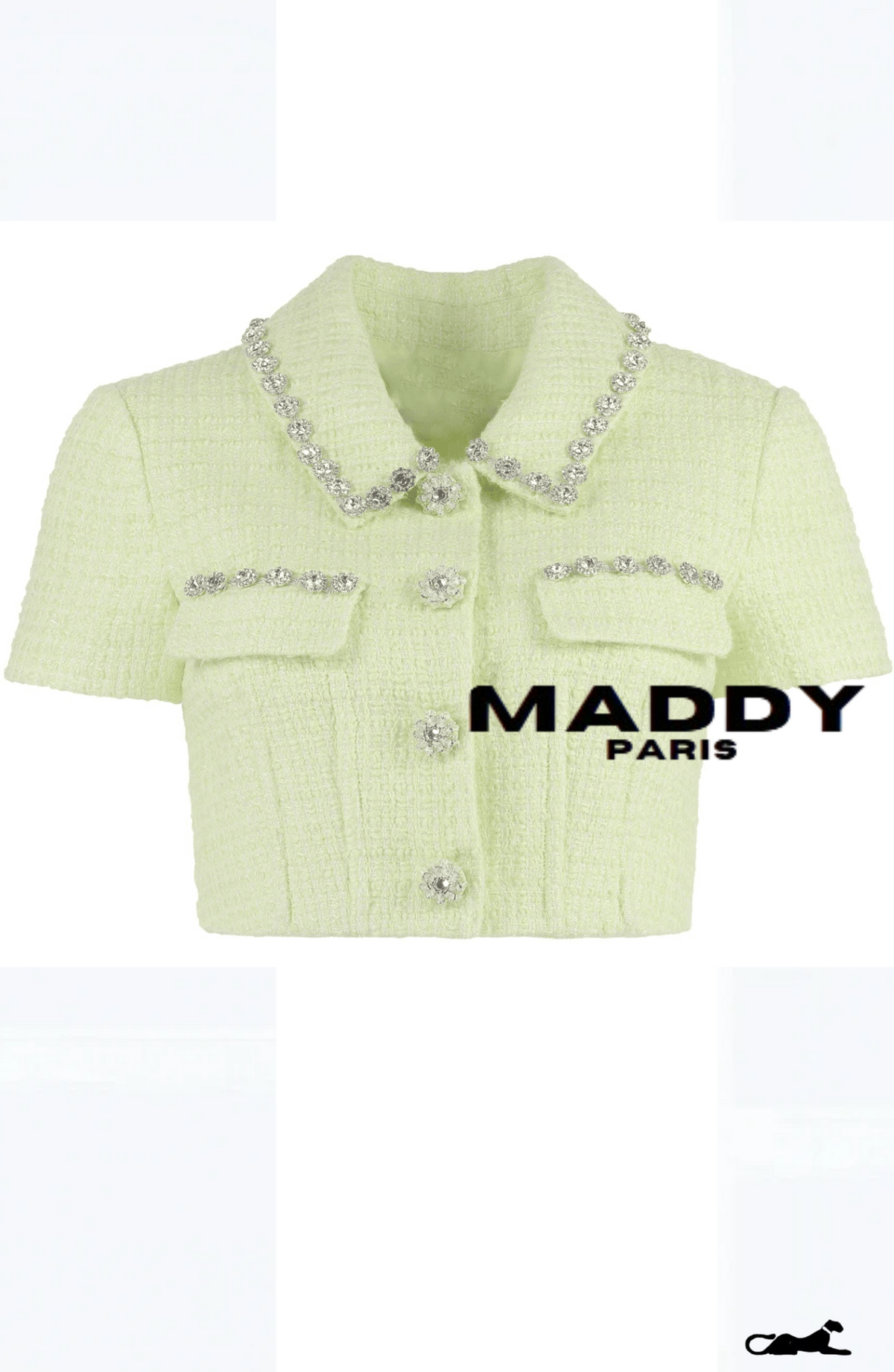 ANGELINA TWEED MINI SKIRT SET – LIME GREEN