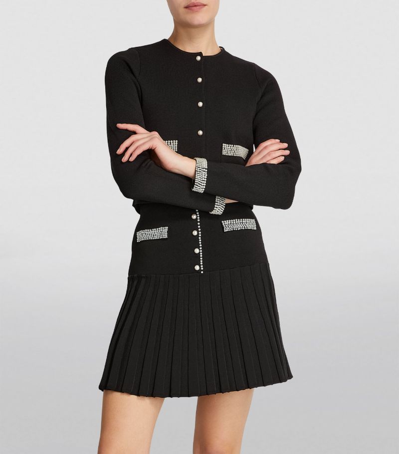 MADDY PARIS Bead-Trim Cardigan- Black