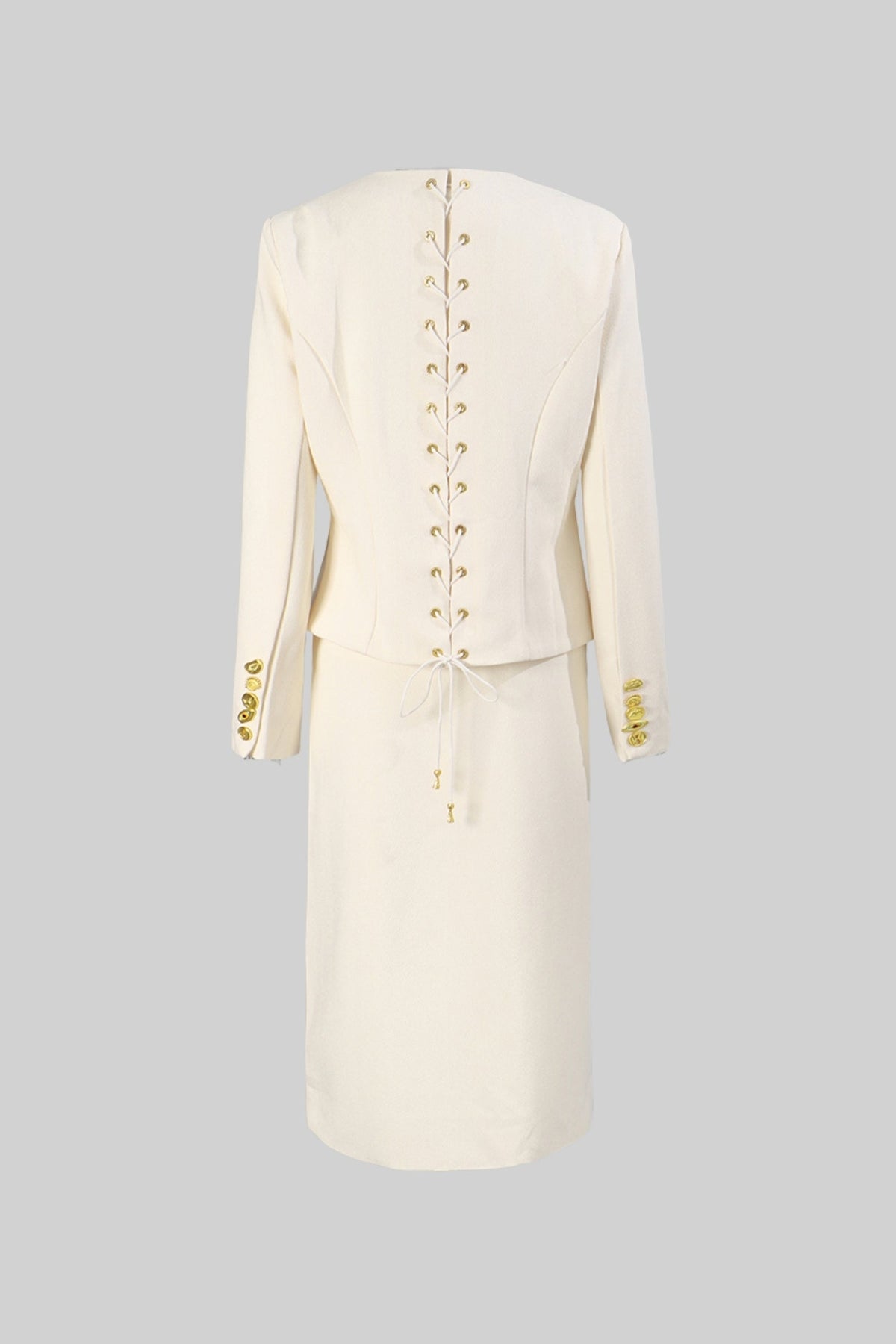 Co-ord Set with Statement Gold Buttons - Ivoire