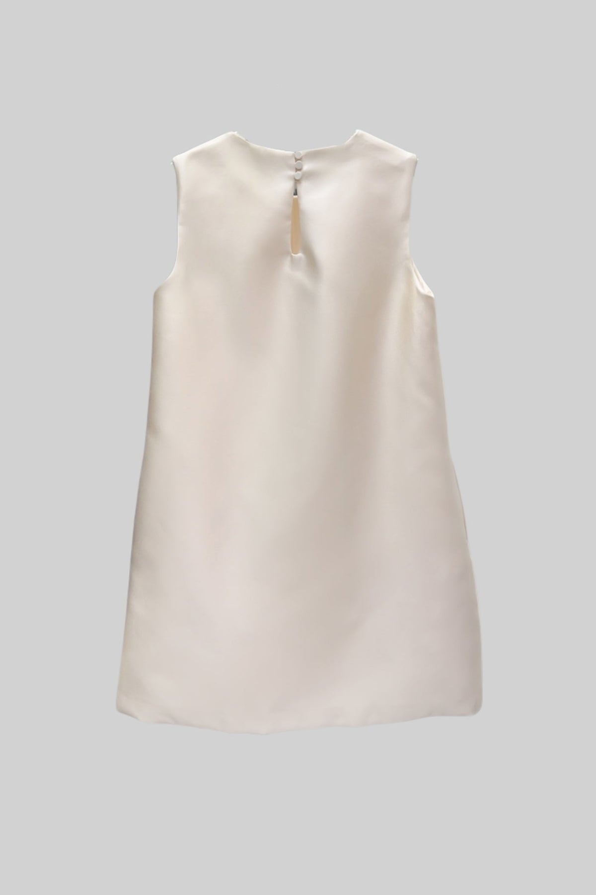 Sleeveless Mini Dress with 3D Floral Appliqués - Ivoire