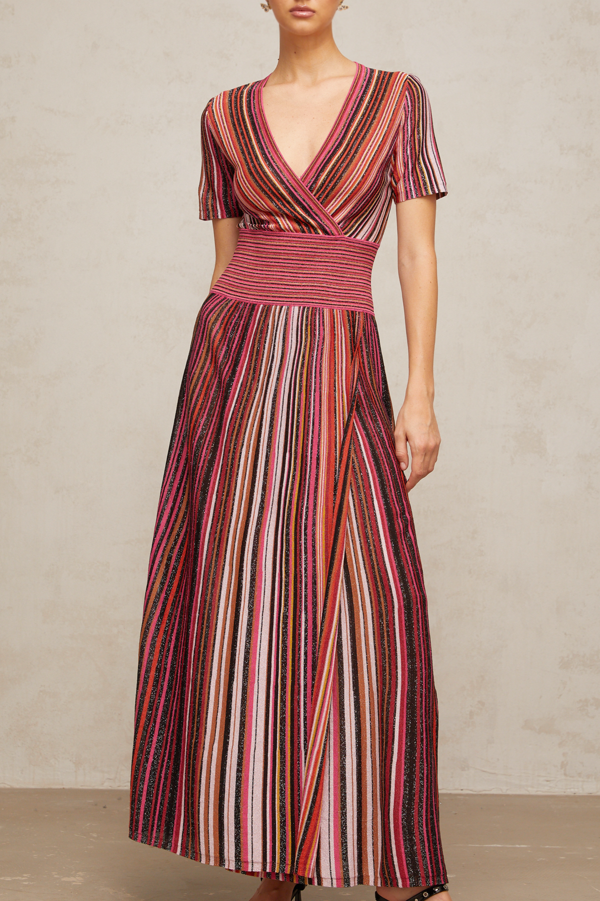 Quirine multicolor metallic knit maxi dress
