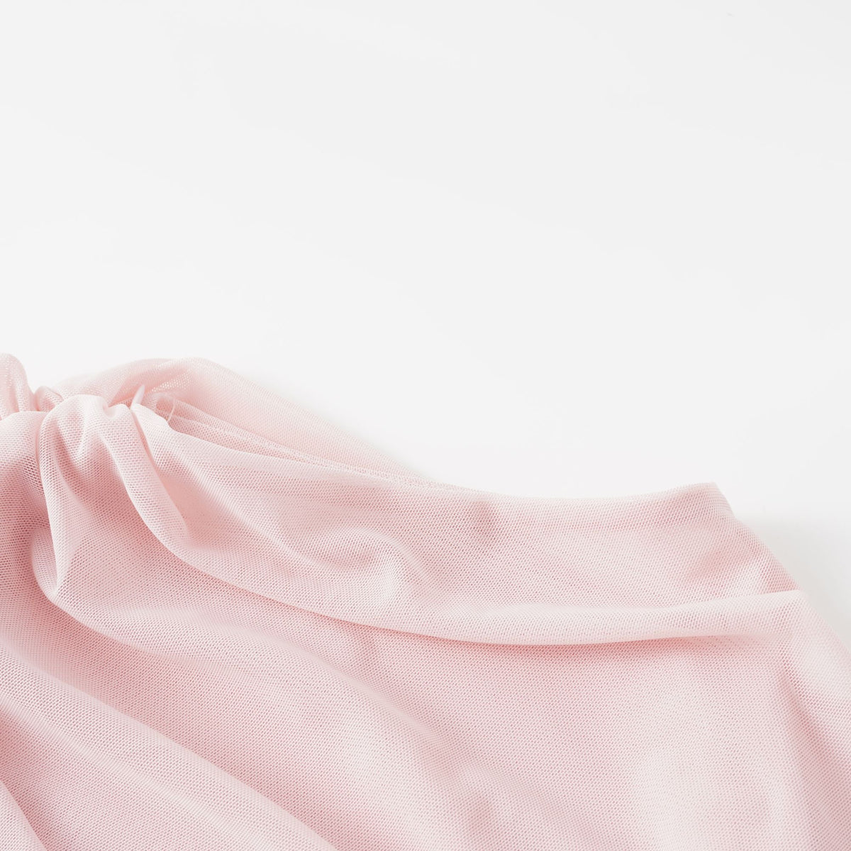 Garance Pink Asymmetrical Ruched Mesh Maxi Dress