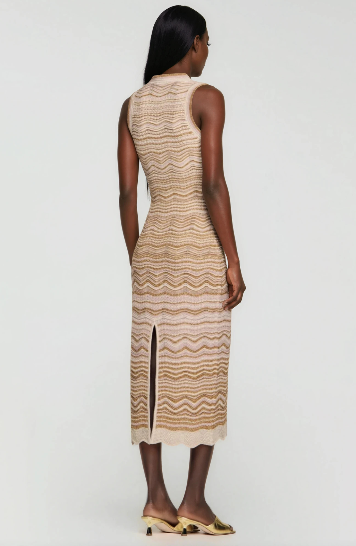 Sandro Fancy knit maxi dress - Sand Brown