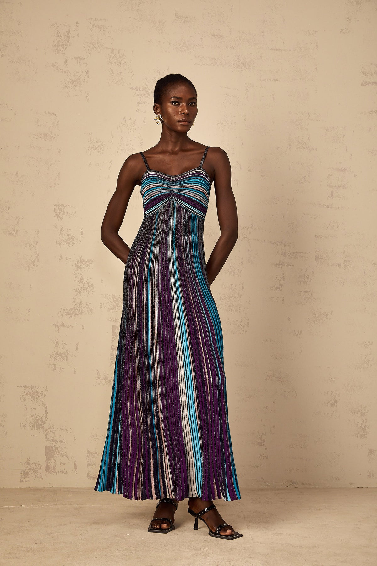 Bruyère Purple Sequin Striped Knit Maxi Dress (Final Sale-US Only)