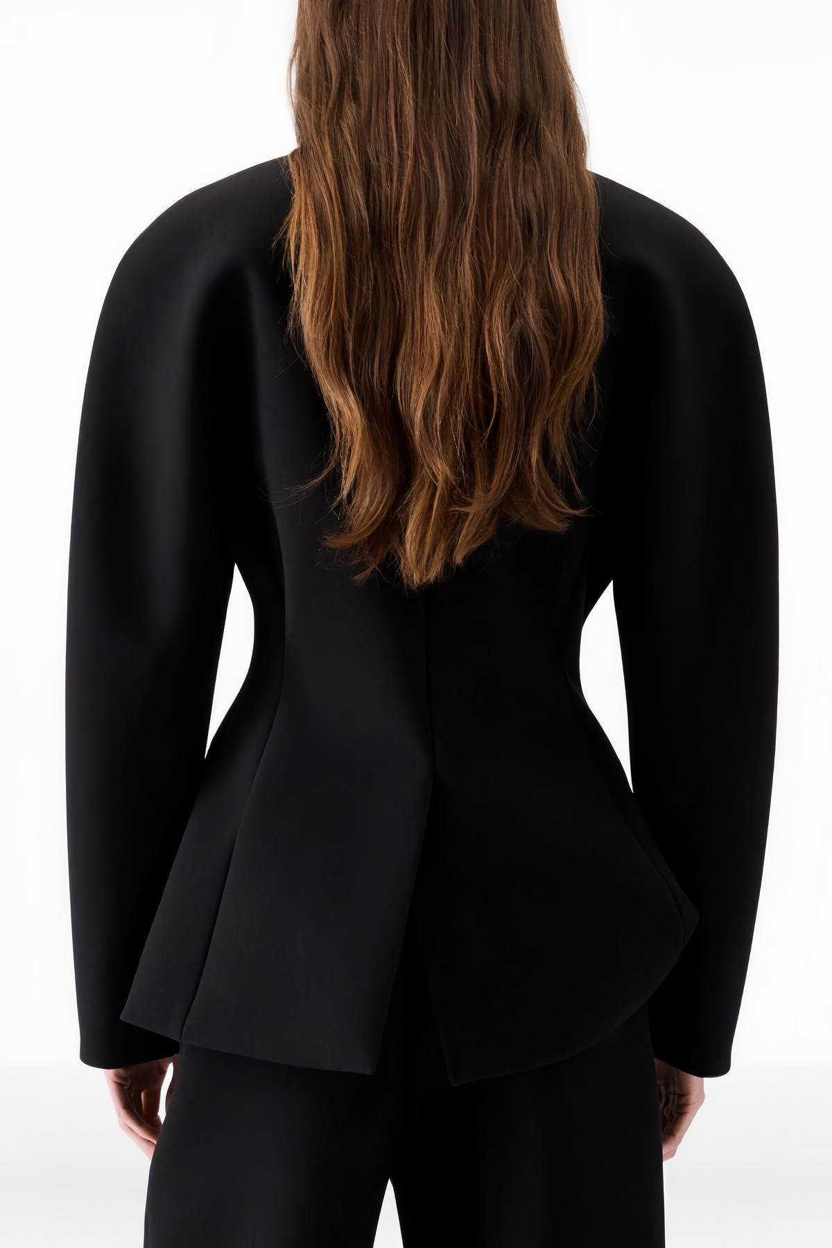 Consuelo Black Collarless Peplum Waist Blazer