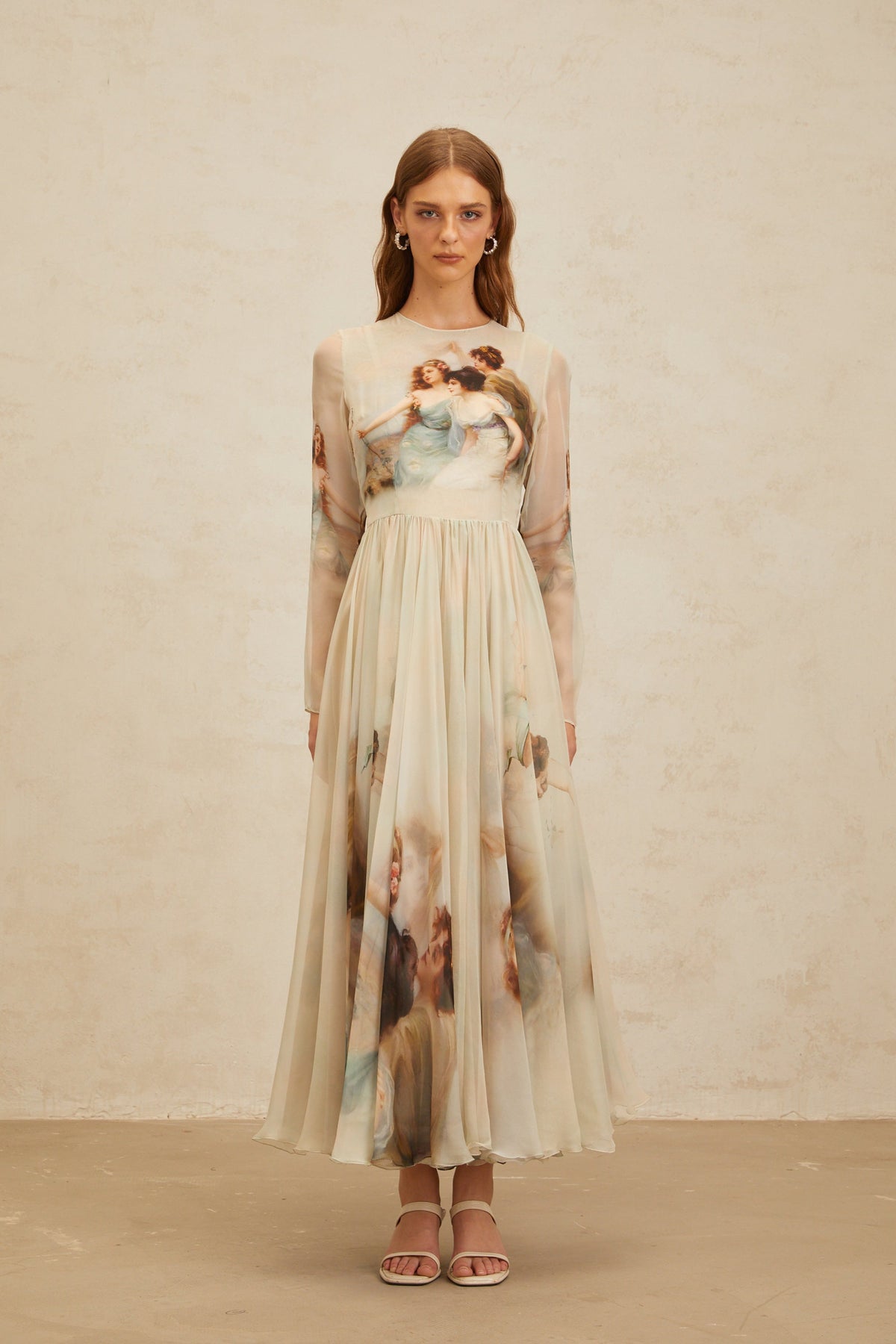 Manon Green Graphic Print Silk Maxi Dress
