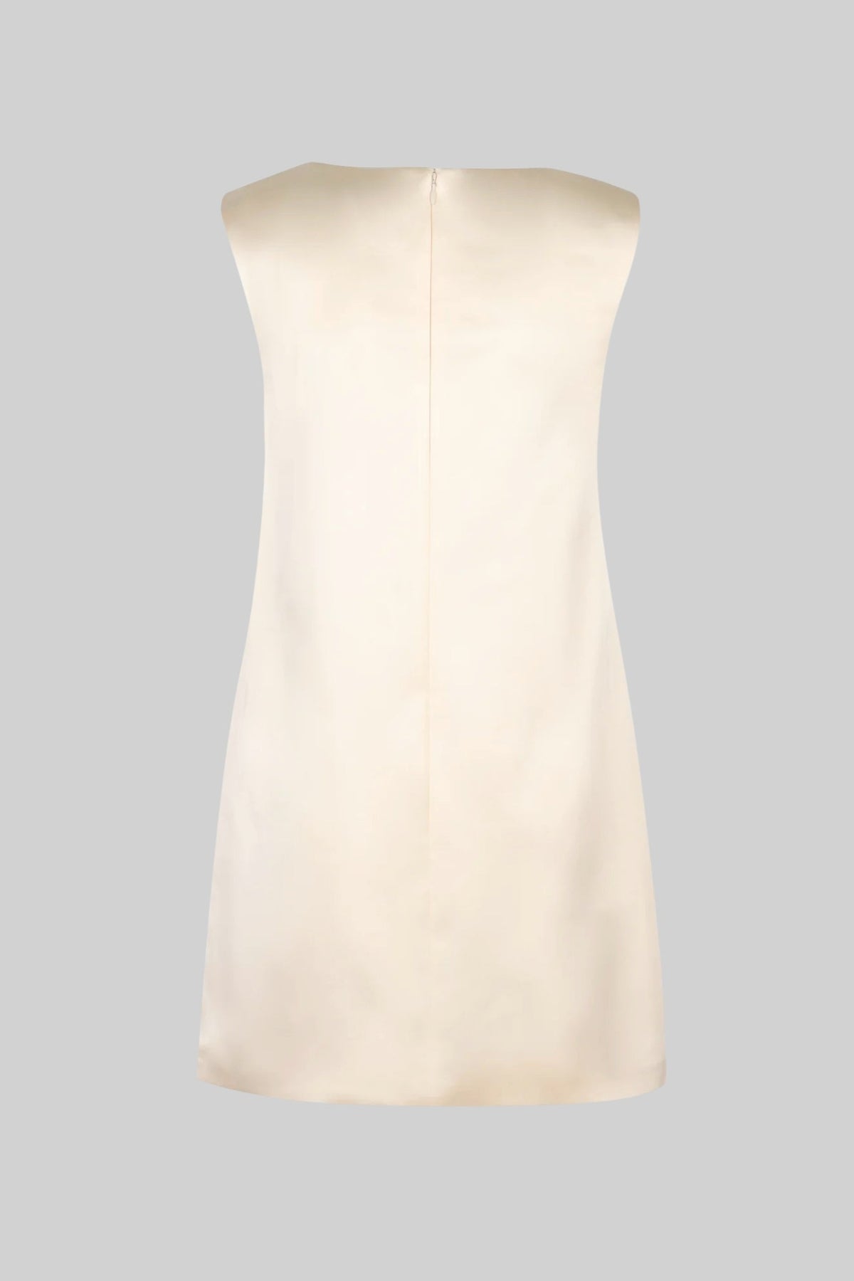Satin Mini Dress with 3D Floral Appliqués - Ivoire