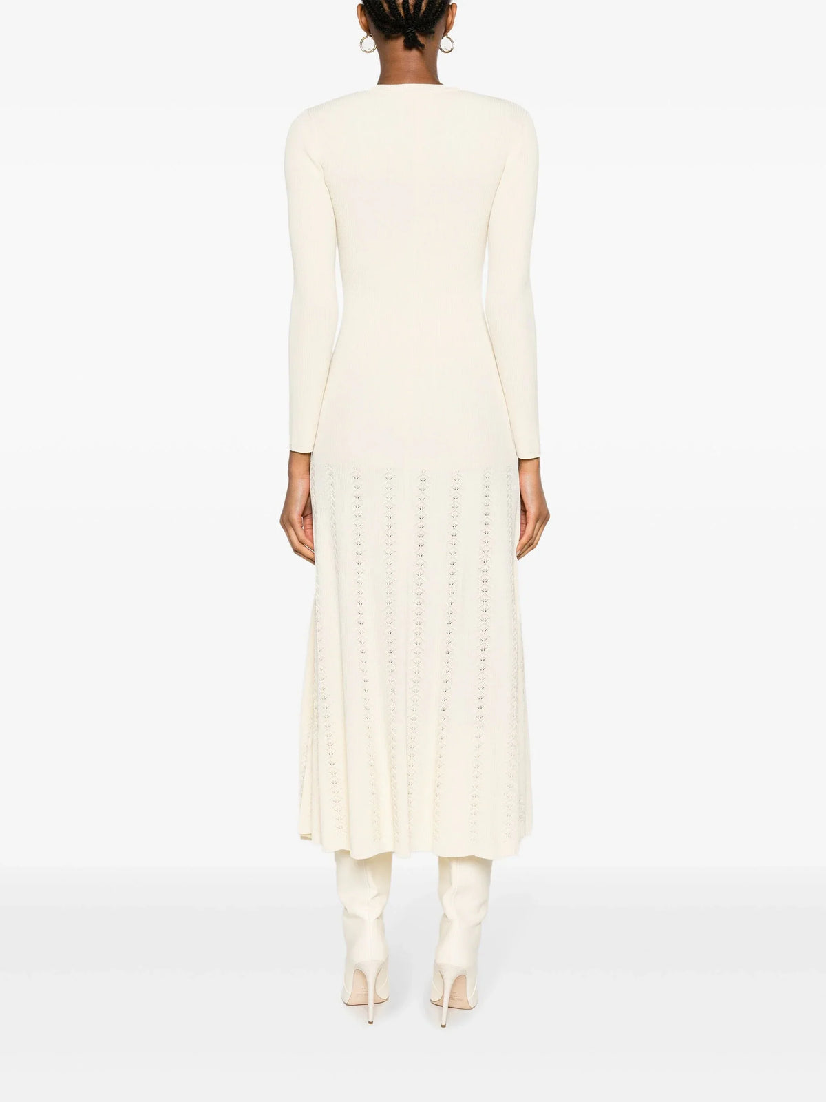 SANDRO ribbed-knit midi dress - Beige