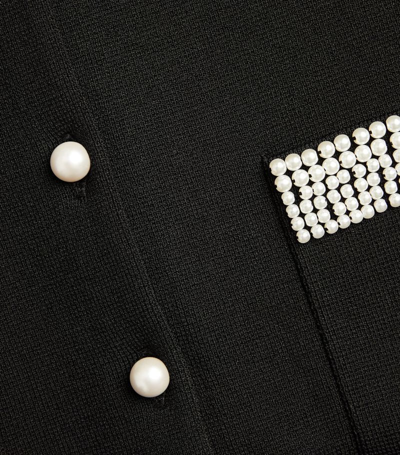 MADDY PARIS Bead-Trim Cardigan- Black