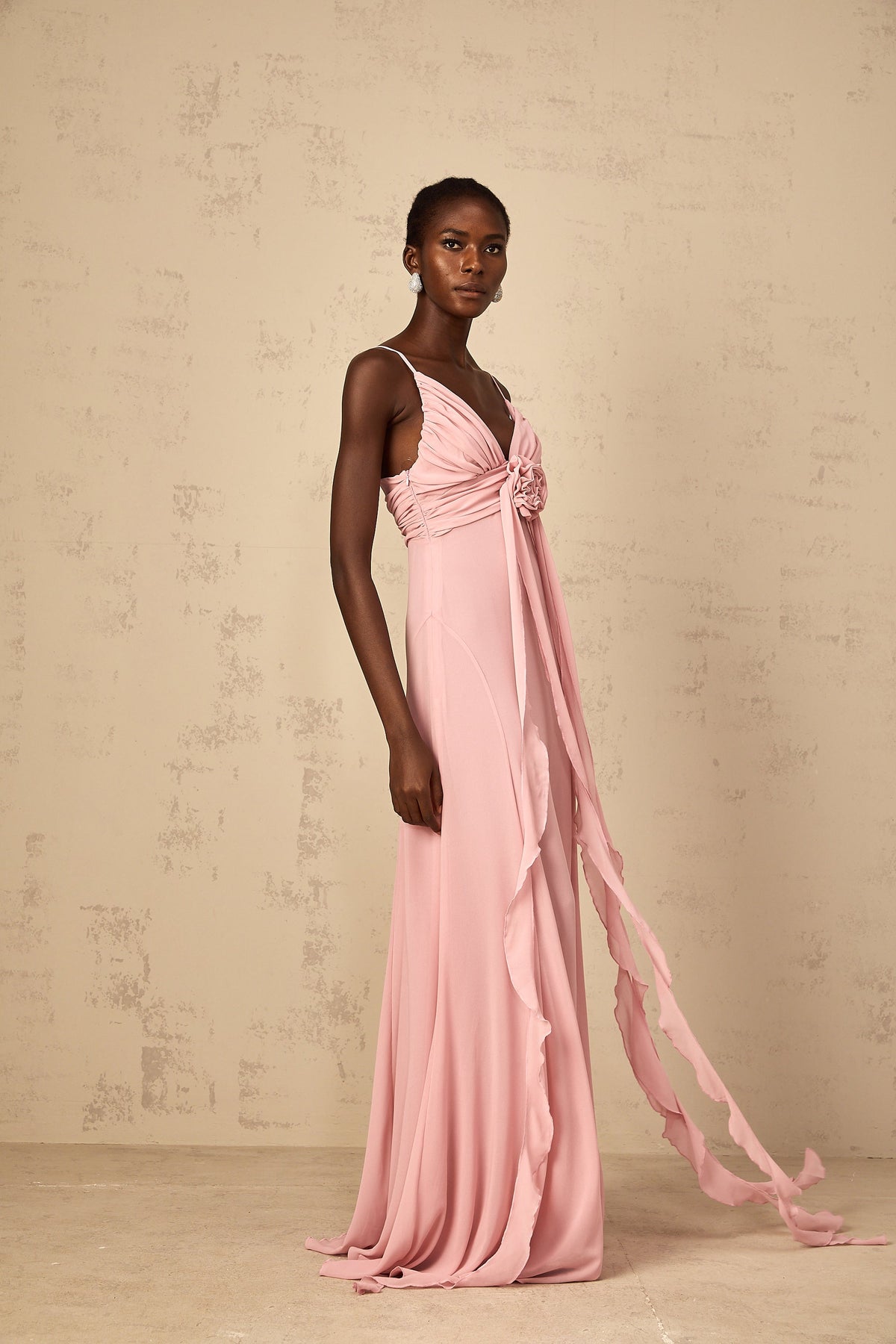 Ysandre Soft-Pink 3D Petal Tulle Maxi Dress (Final Sale-US Only)
