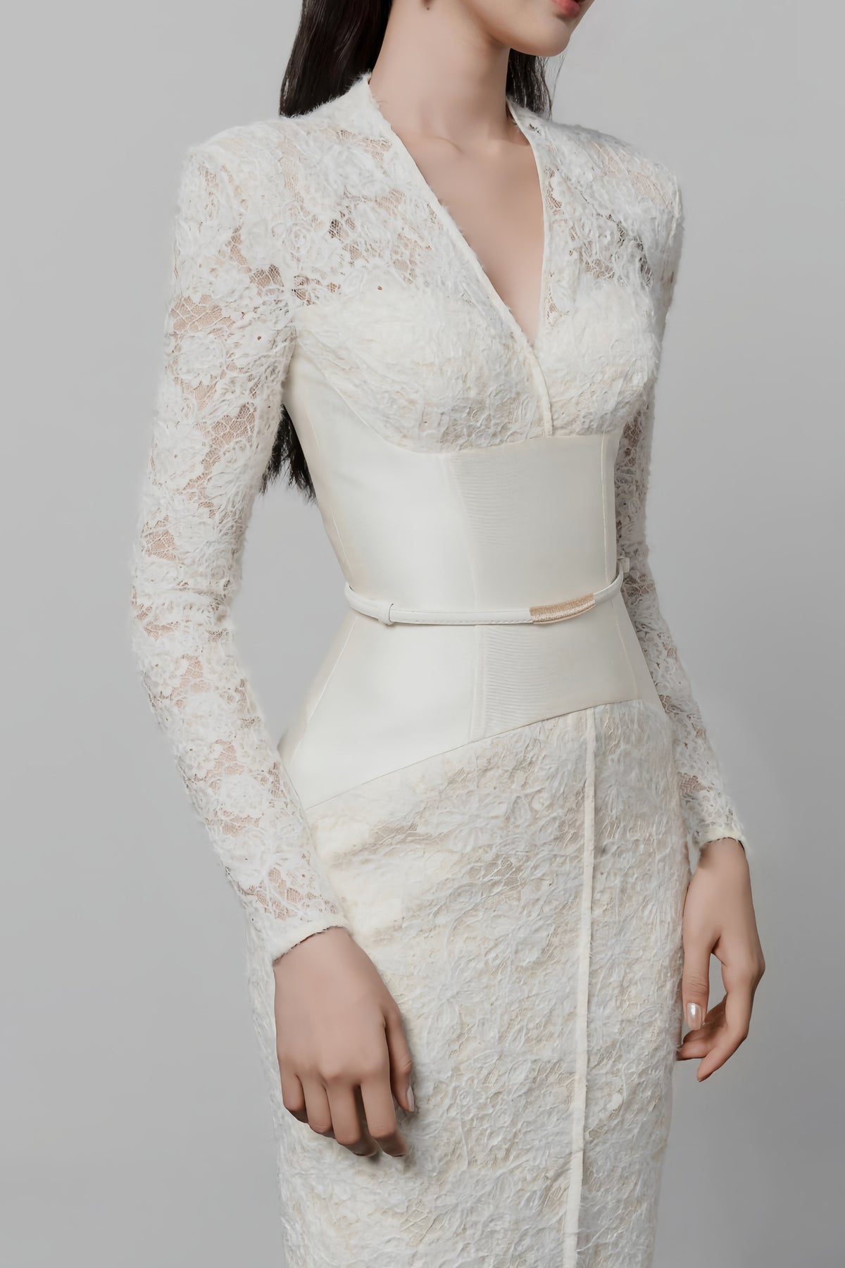 Oona White Floral Lace Pencil Midi Dress