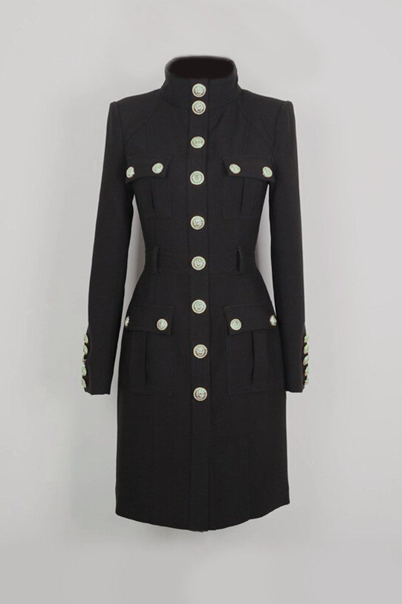 CHANTAL Classy Button Midi Dress - Black
