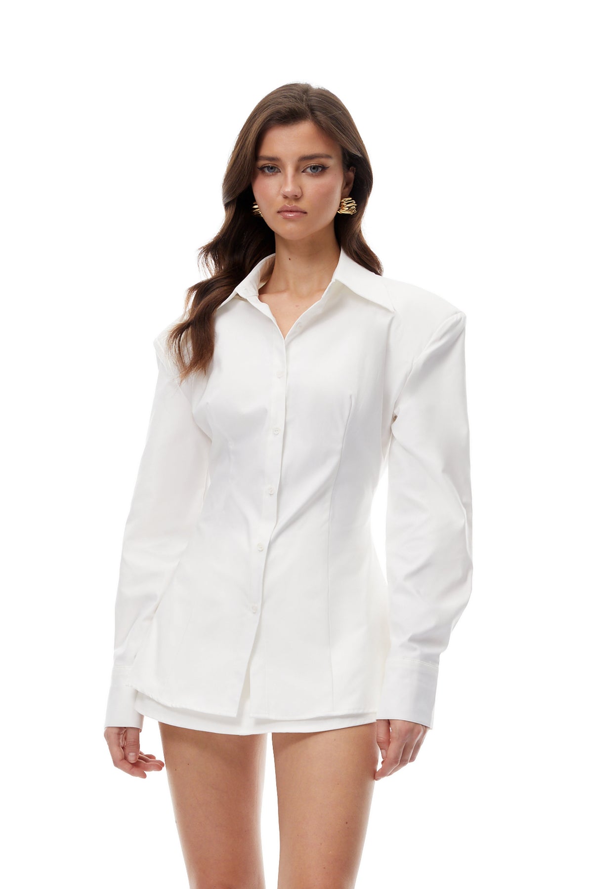 Ensley White Cinched Waist Shirt