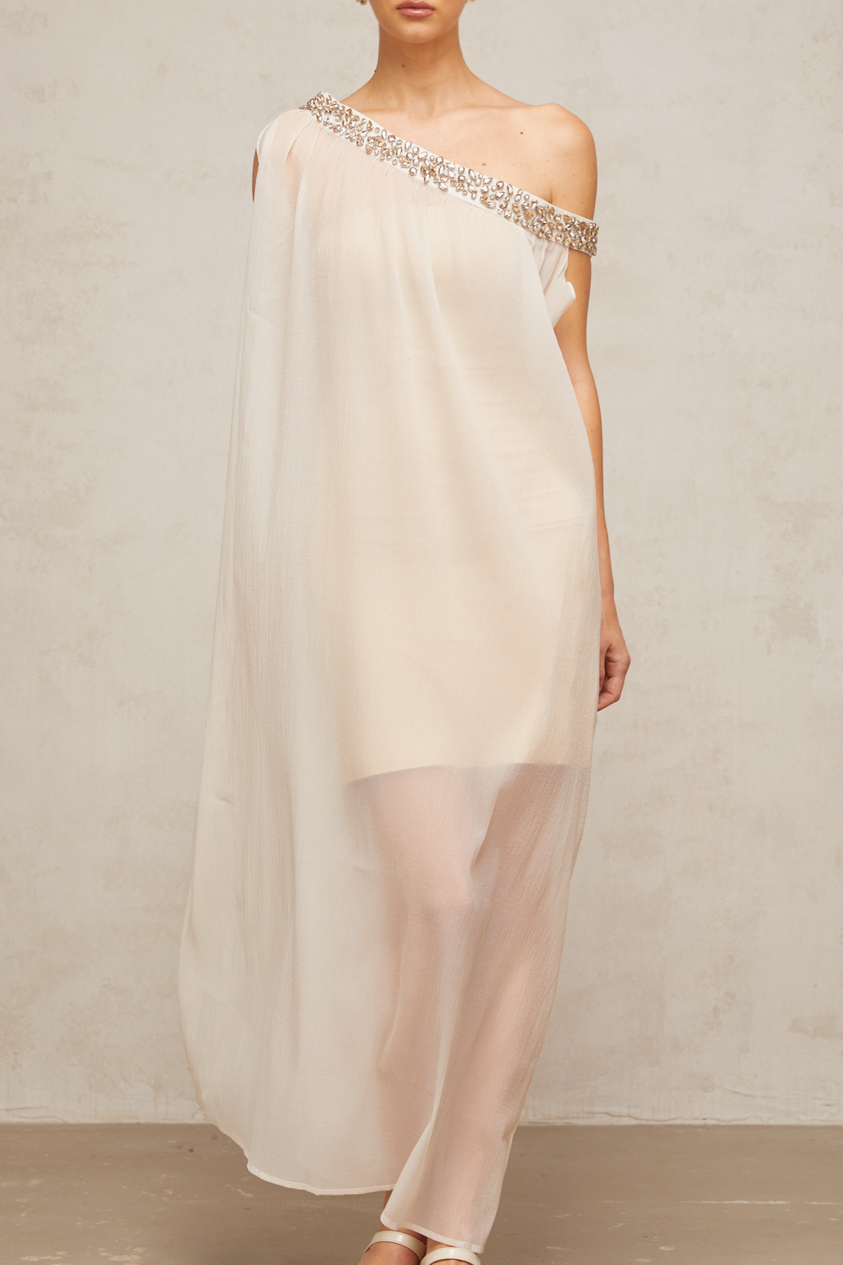 Austen crystal-embellished semi-sheer midi dress