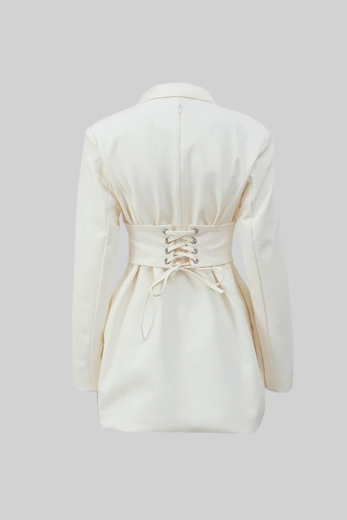 Structured Mini Blazer Dress With Corset Waist – Ivoire