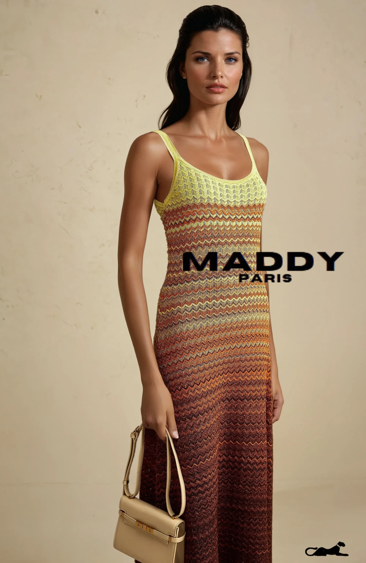 SANDRO Gradient Knitted Maxi Dress sunset - Yellow
