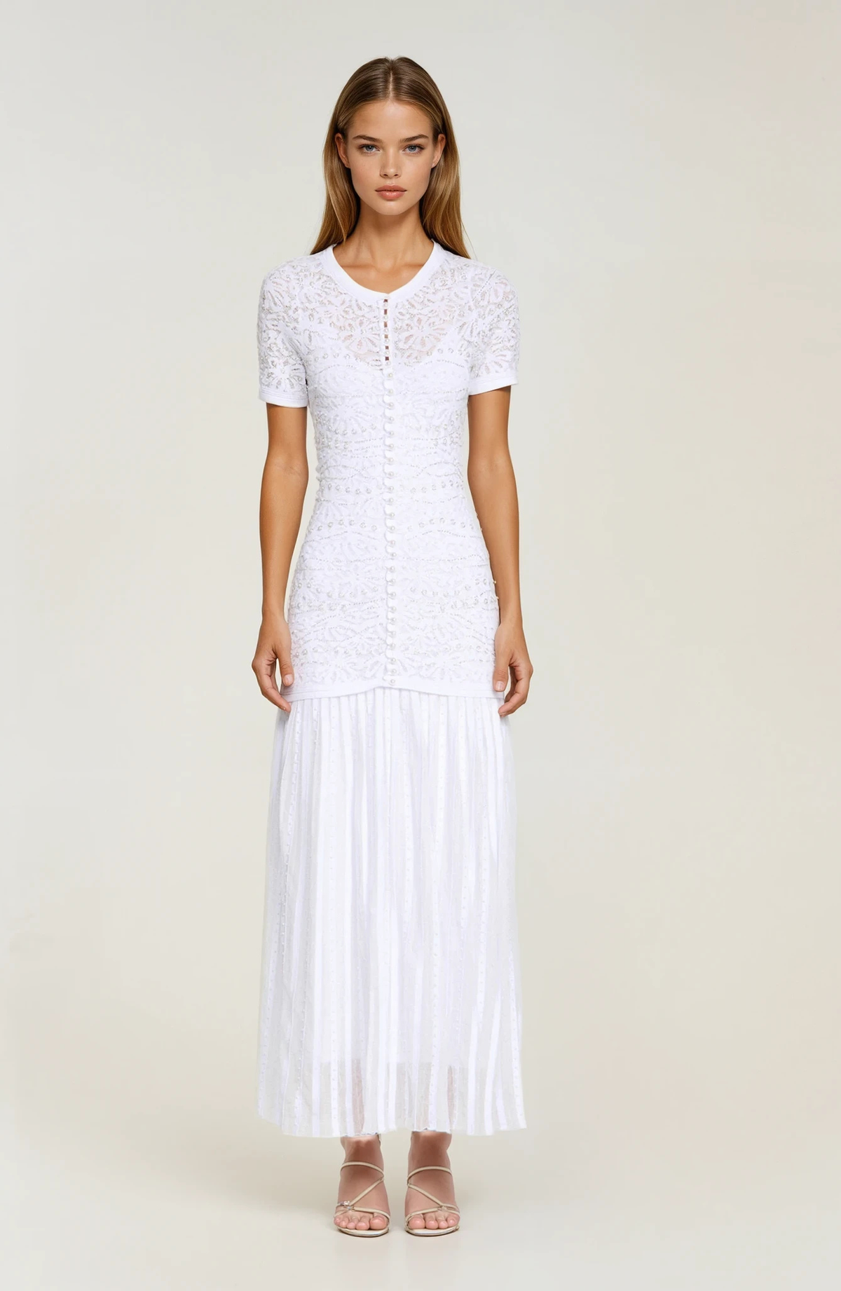Sandro Levana beaded knit maxi dress
- Light Blue