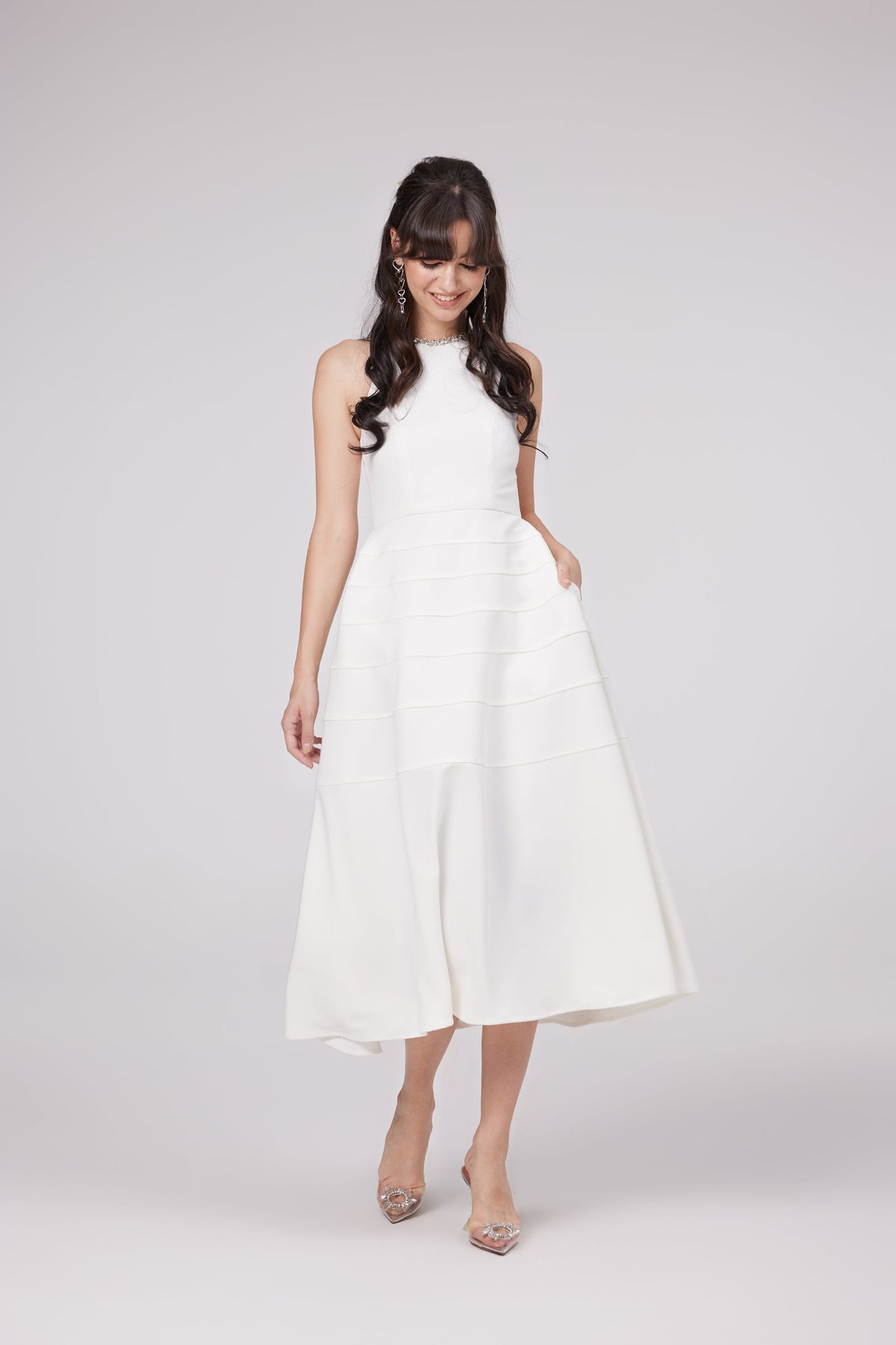 Inès white crystal-embellished midi dress (Final Sale-US Only)