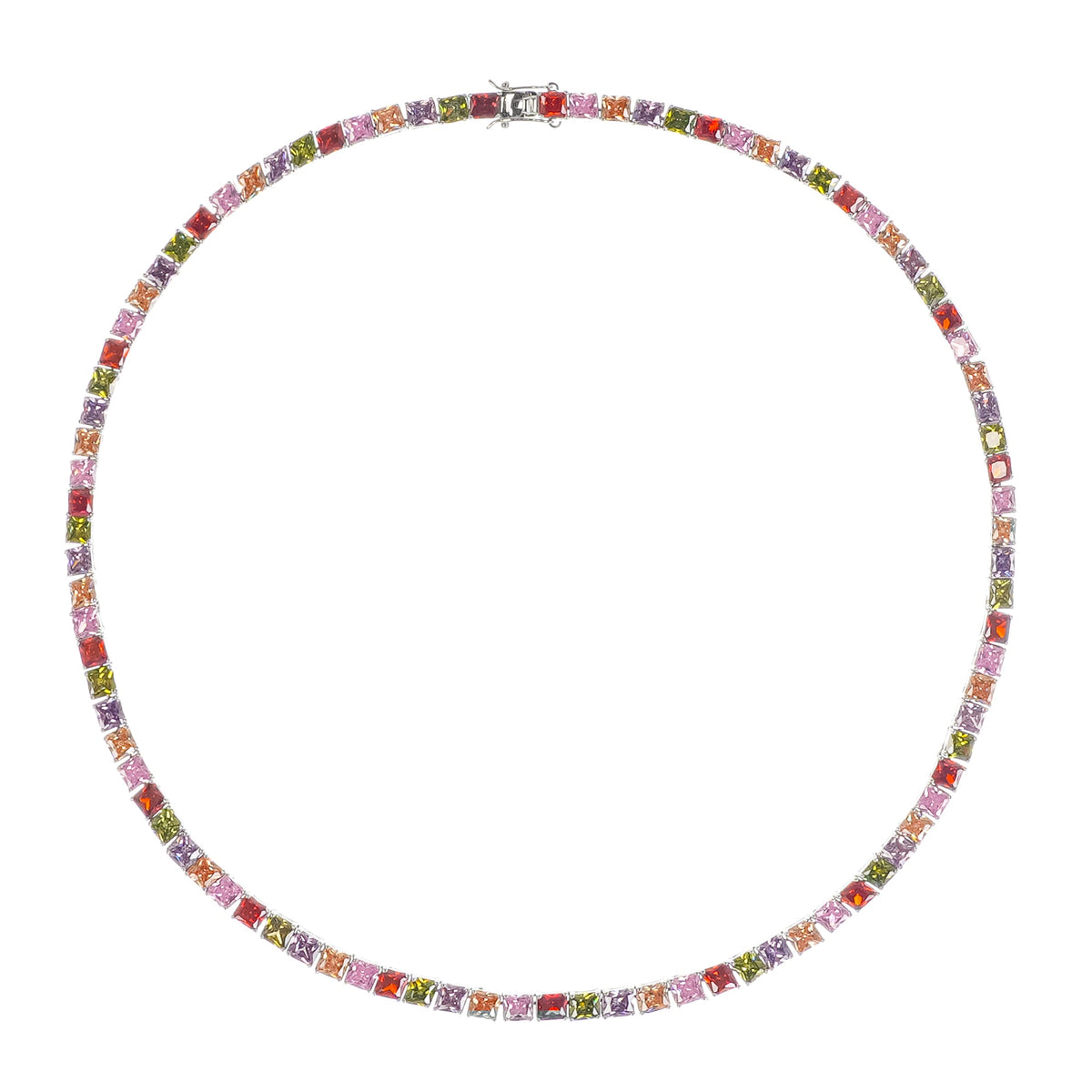 Avril Multicolor Square Cut Crystal Embellished Necklace