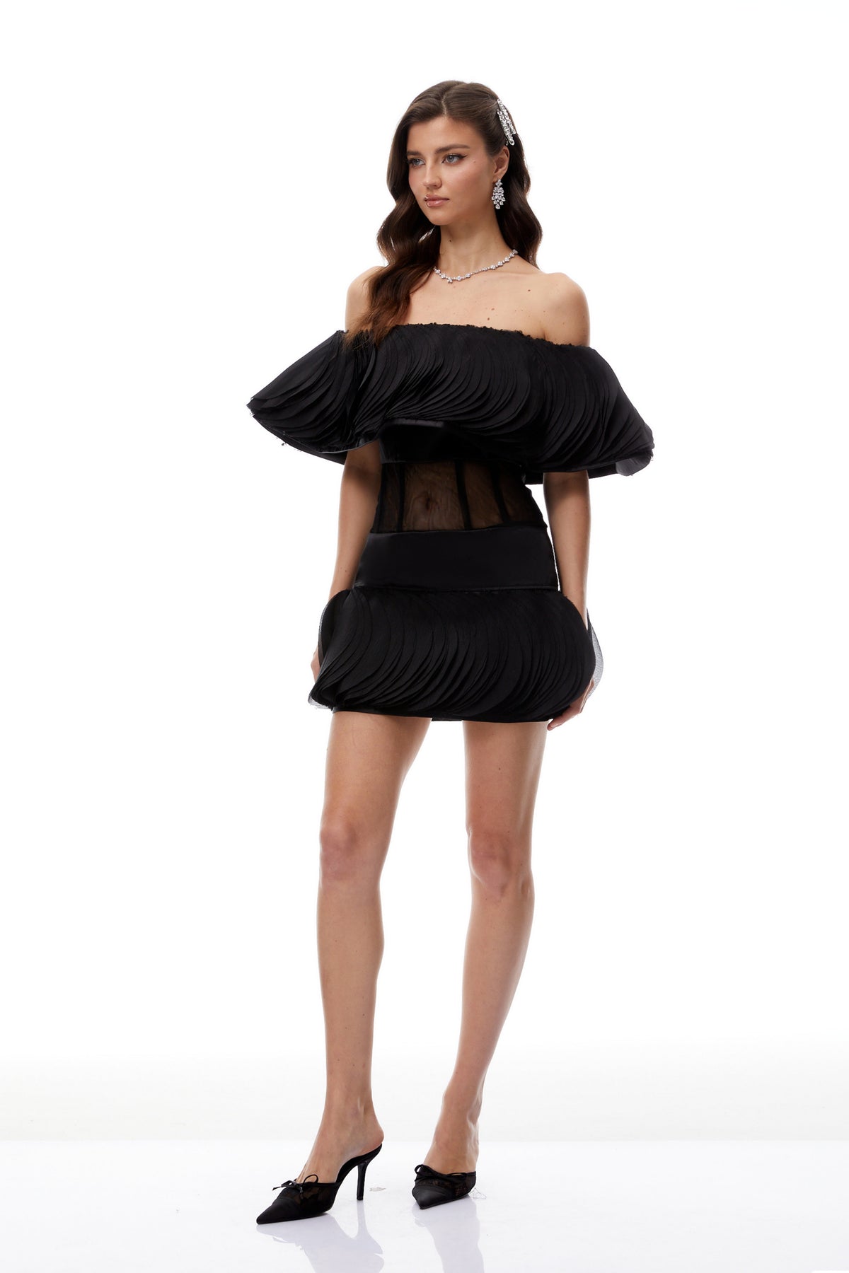 Mabel Black Layered Ruffled Mini Dress (Final Sale)