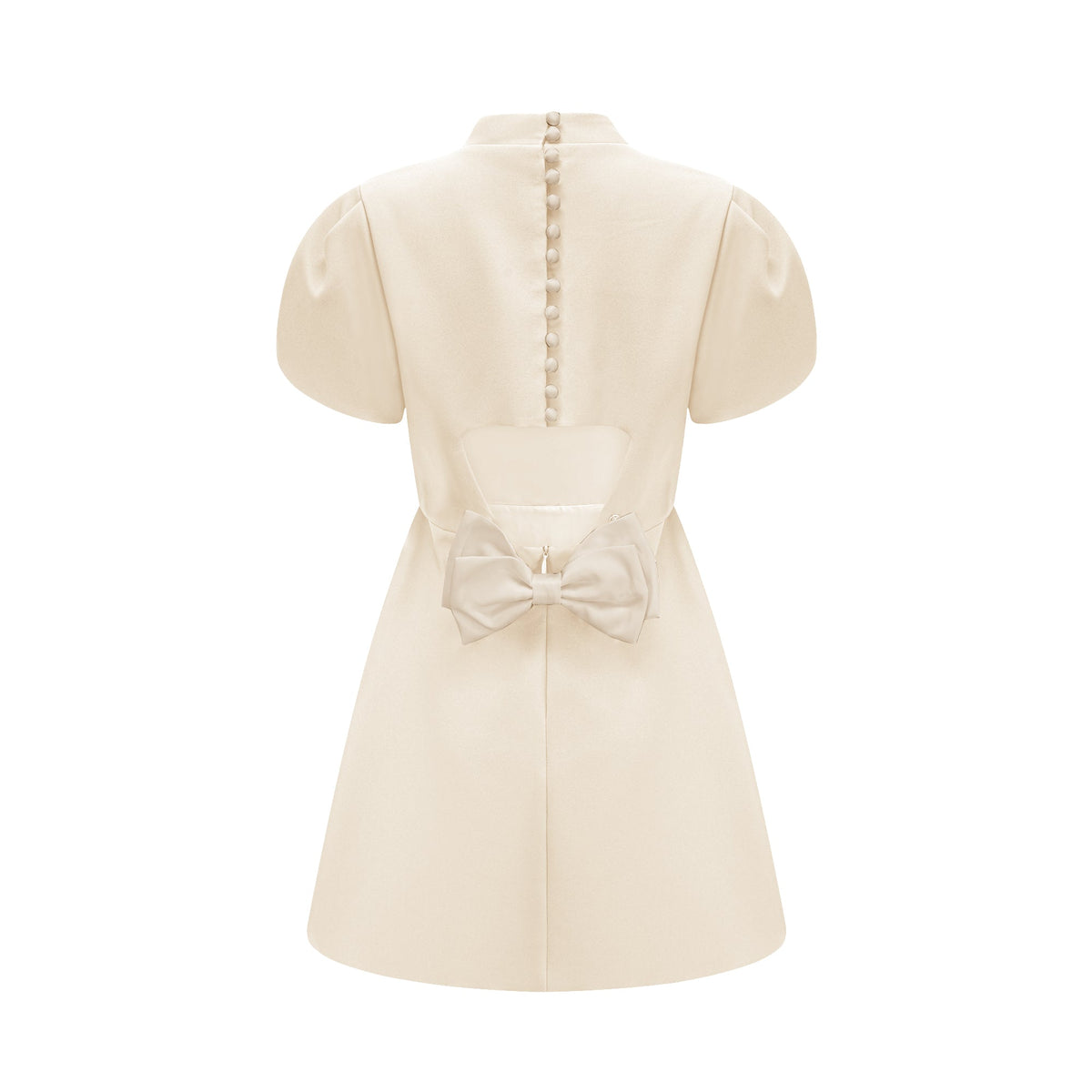 Anna White Petal Sleeve Cut Out Bow Mini Dress (Final Sale-US Only)