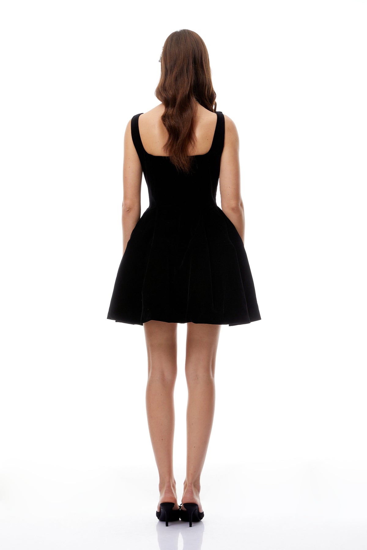 Selma Black Square Neck Velvet Mini Dress