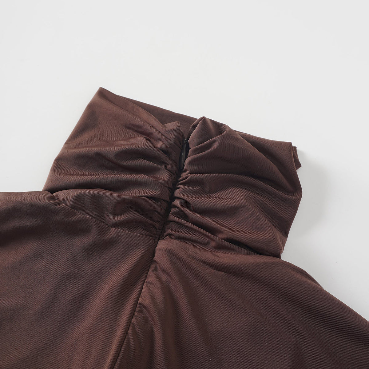 Charitina Brown Fitted Ruched Midi Dress (Final Sale-US Only)
