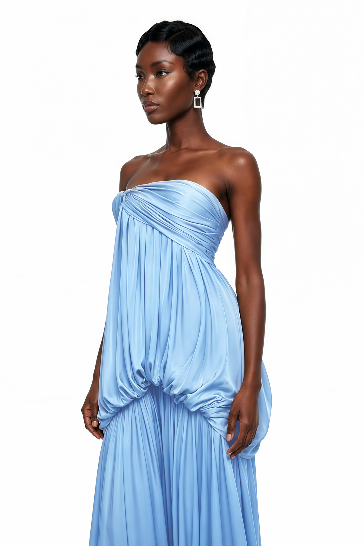 Aamu Blue Off Shoulder Maxi Dress