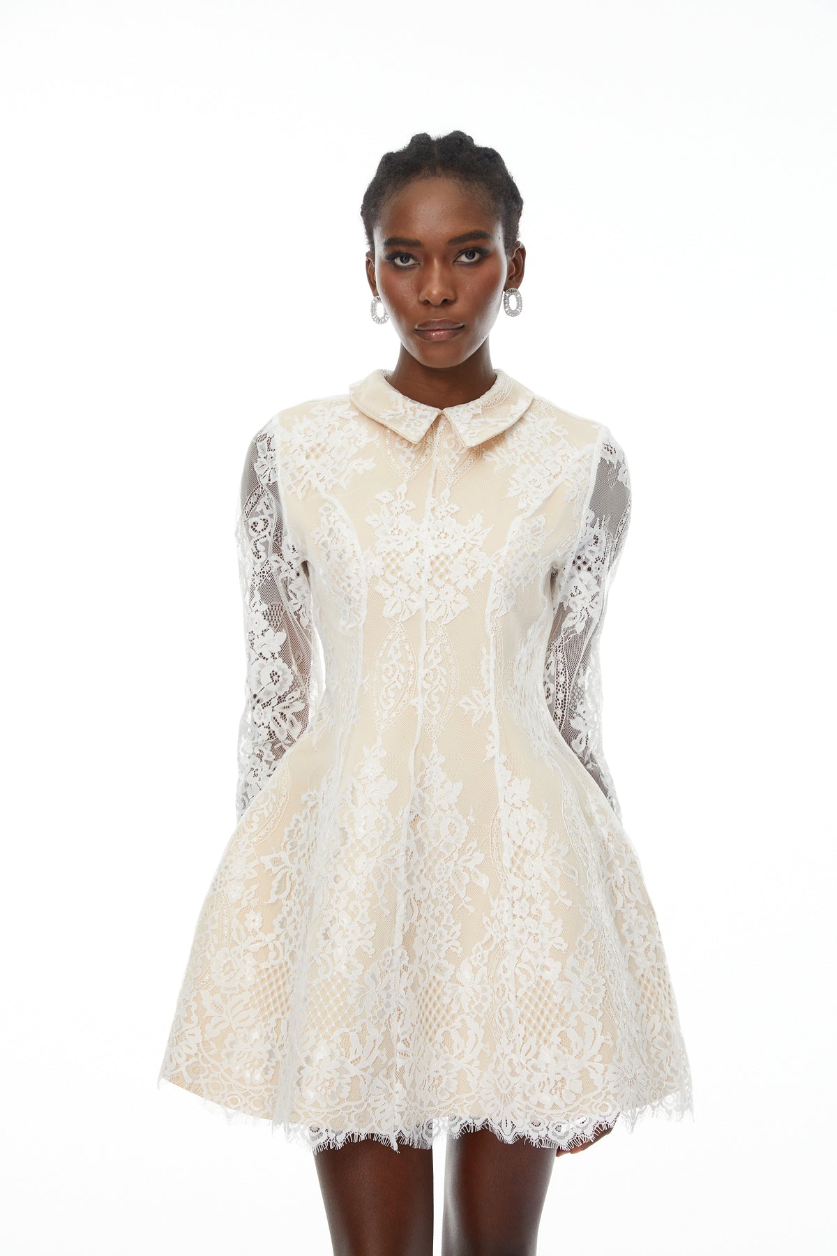 Aleksandra White Floral Lace Mini Dress (Final Sale-US Only)